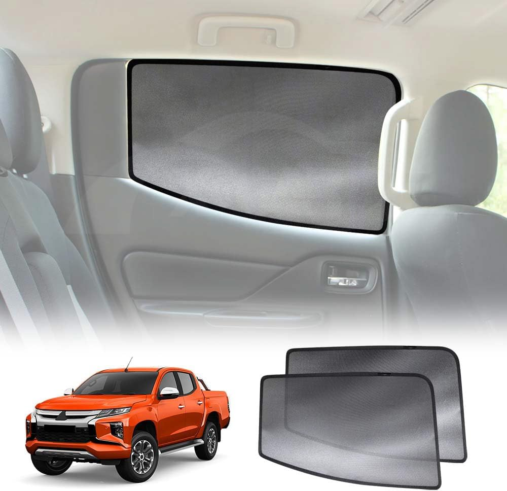 X-CAR Port Rear Window Sun Shade for Mitsubishi Triton MQ MR Double Cab Dual Cab 2015-2024 Magnetic Car Sun Blind Mesh image number 5