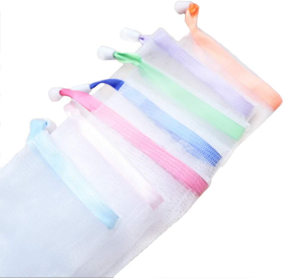 Andiker Soap Bag Soft for Shower,7 Pcs Mesh Soap Pouch Saver with Drawstring for Foaming and Drying,Hangable (7PCS)