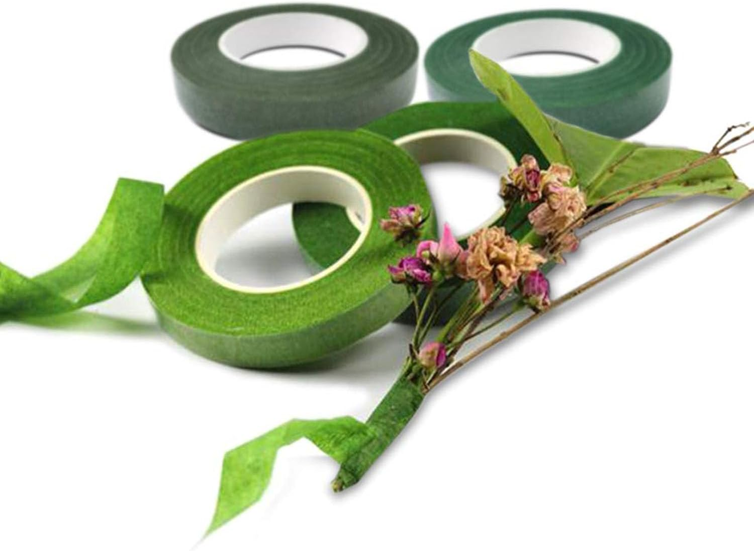 4-Rolls Bouquet Stem Wrapping Tape,4 Pieces of Floral Tape Different Shades of Green,For Stem Wrap DIY Floral Crafts, Wedding Bouquet(30 Yards) image number 1