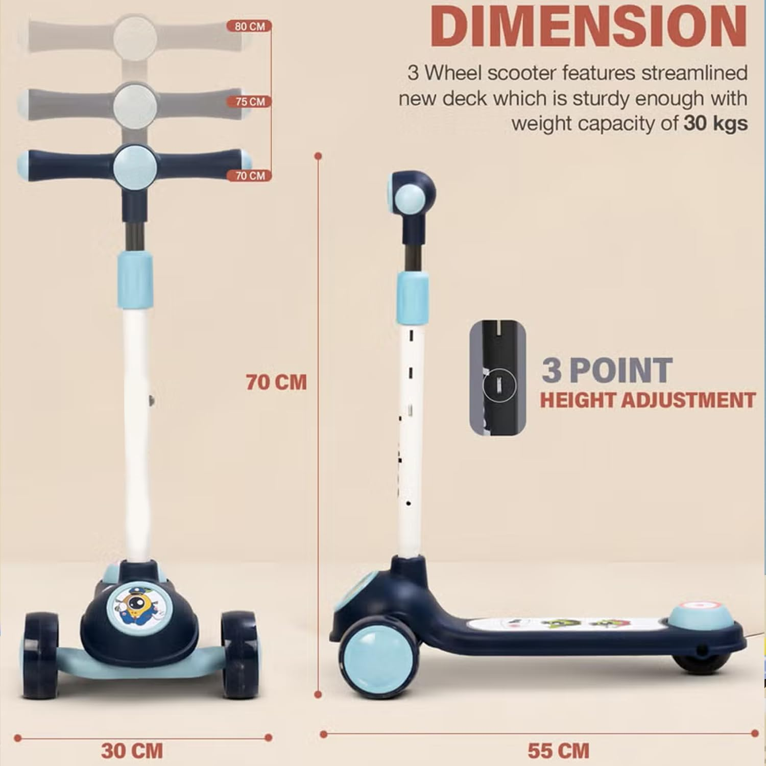 Xcjump 4 in 1 Convertible Kick Scooter for Kids Scooter 3 Wheels Foldable Scooter Tricycle image number 1