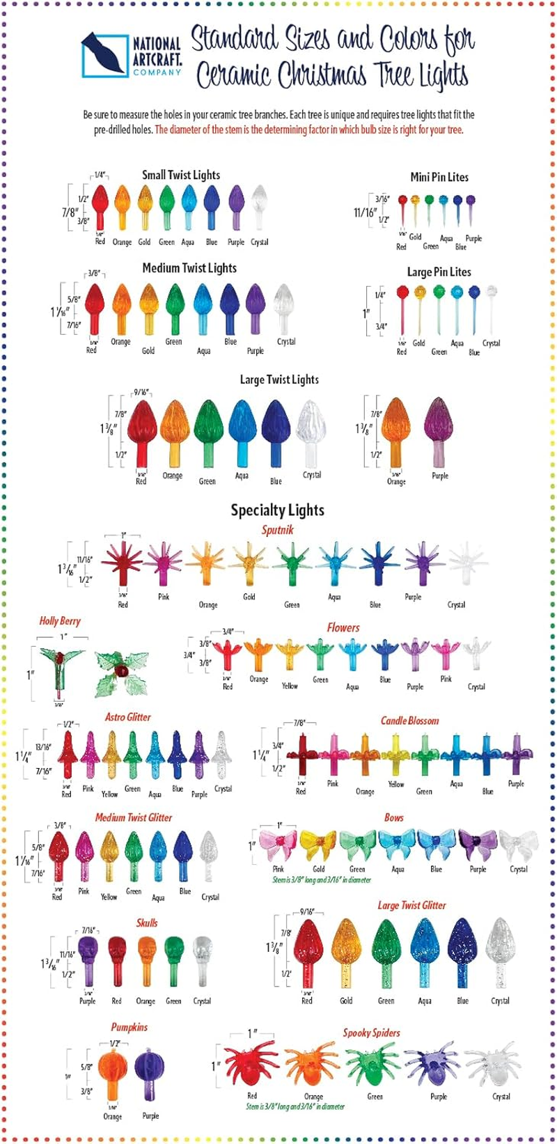 National Artcraft Small Twist-Style Ceramic Christmas Tree Light Ornaments - (144/Pack) image number 2