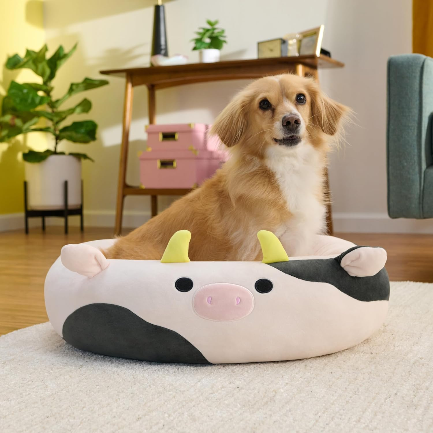Squishmallows Original 20-Inch Connor the Cow Pet Bed - Small Ultrasoft Official Jazwares Plush Pet Bed image number 2