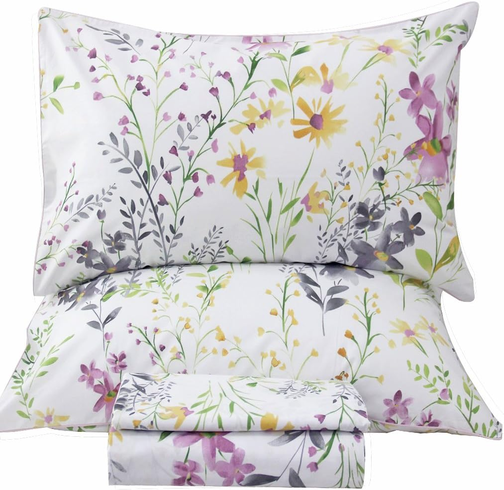 Queen'S House Romantic Garden Floral Bed Sheet Queen Set-W image number 7
