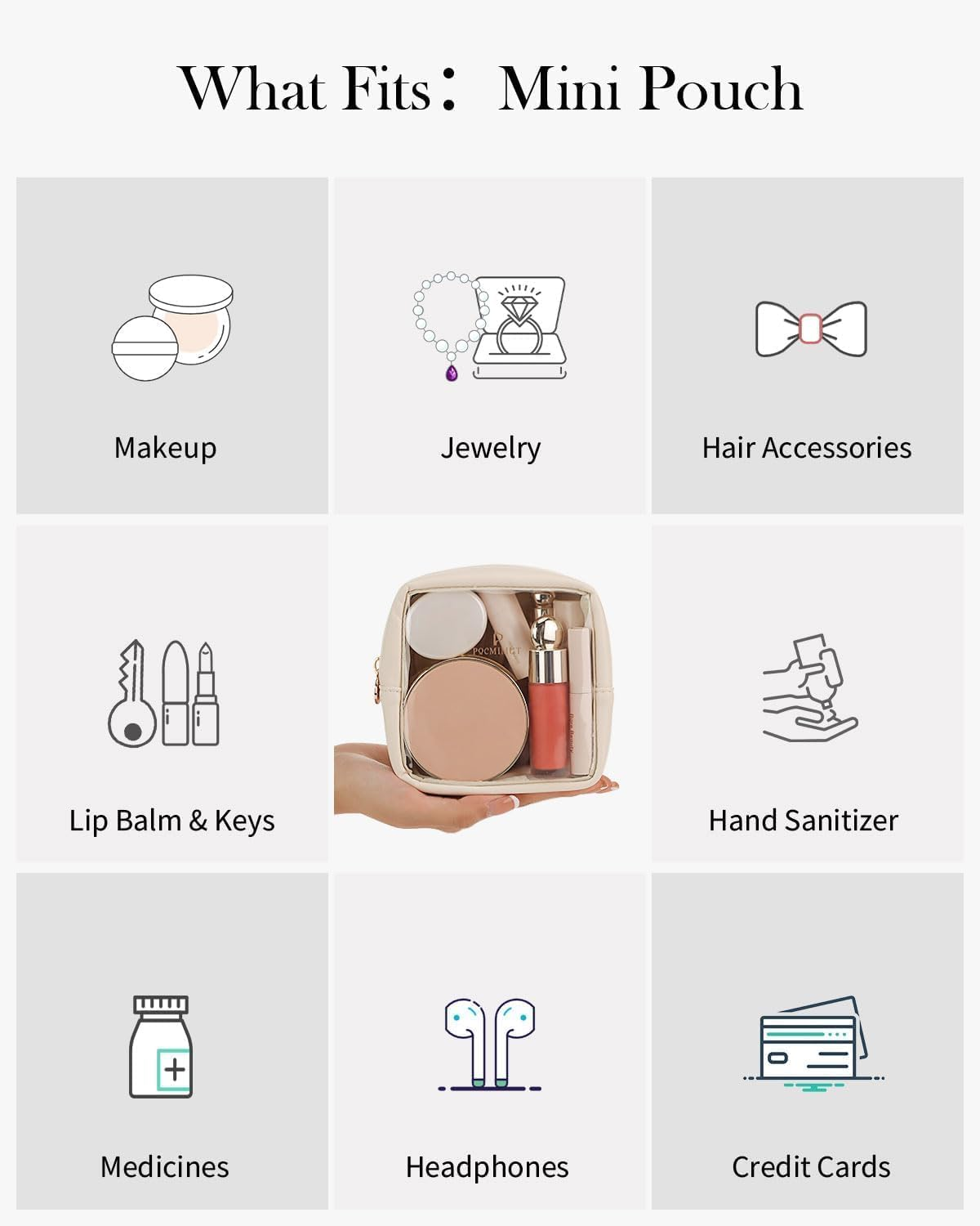 Makeup Bag,Graduation Teacher Birthday,Small Makeup Bag Travel Toiletry Bag Souvenir Idea for Mom Teacher Sister Friends Girlfriend Bridesmaid (Beige, 4.92 * 4.92 * 1.77In) image number 5