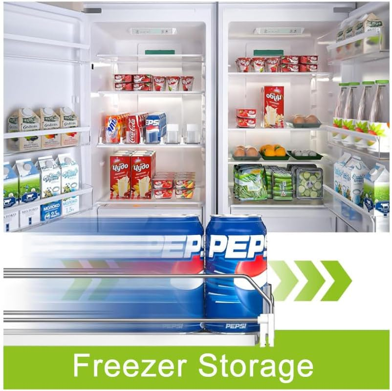 Mtxorvix Drink Organizer for Fridge, 5 Rows Soda Can Dispenser for Refrigerator, Automatic Glide Organizer for Refrigerator, Width Adjustable Drink Dispenser, Self - Pushing Soda Can Dispenser (White) image number 4