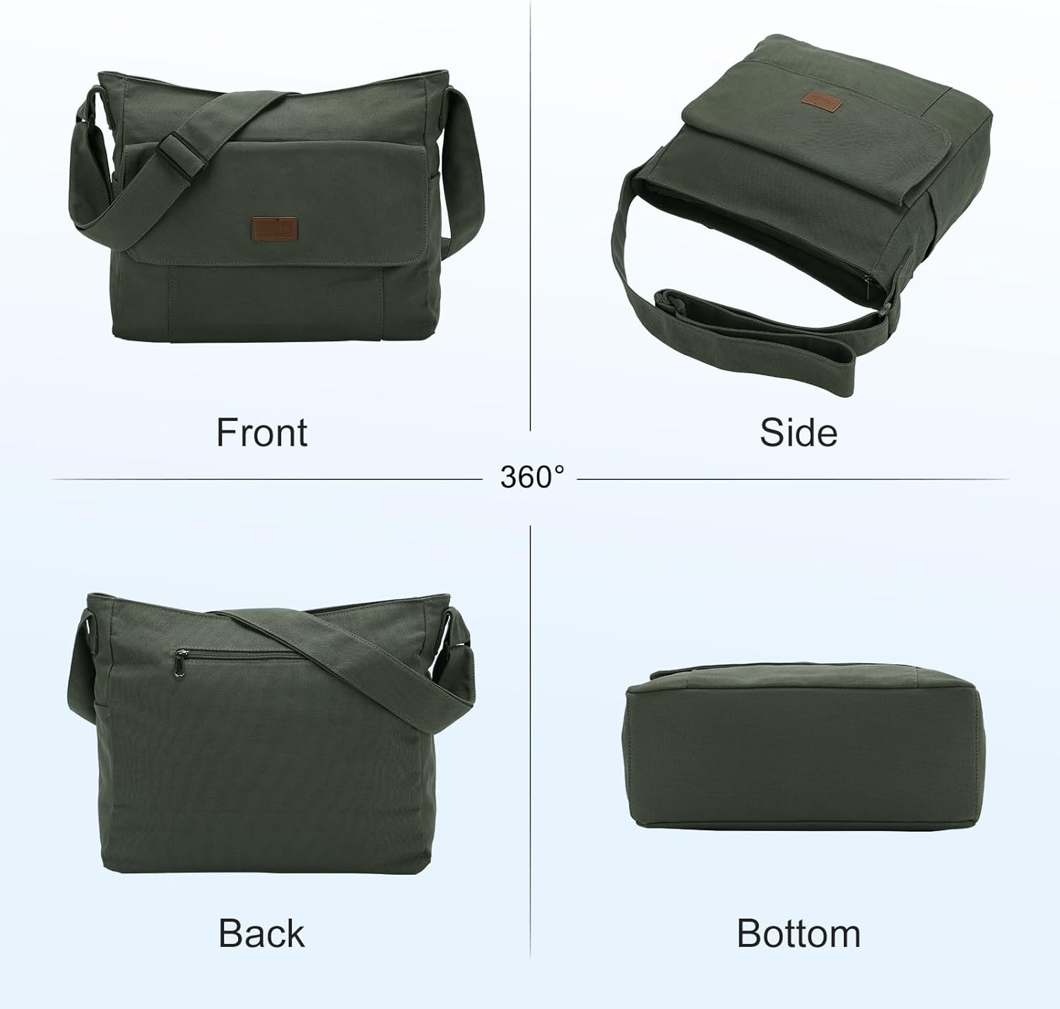 Canvas Messenger Bag,Chase Chic Large Laptop Crossbody Sholder Satchel Work College Tote Bag for Men Women - Coffee image number 2