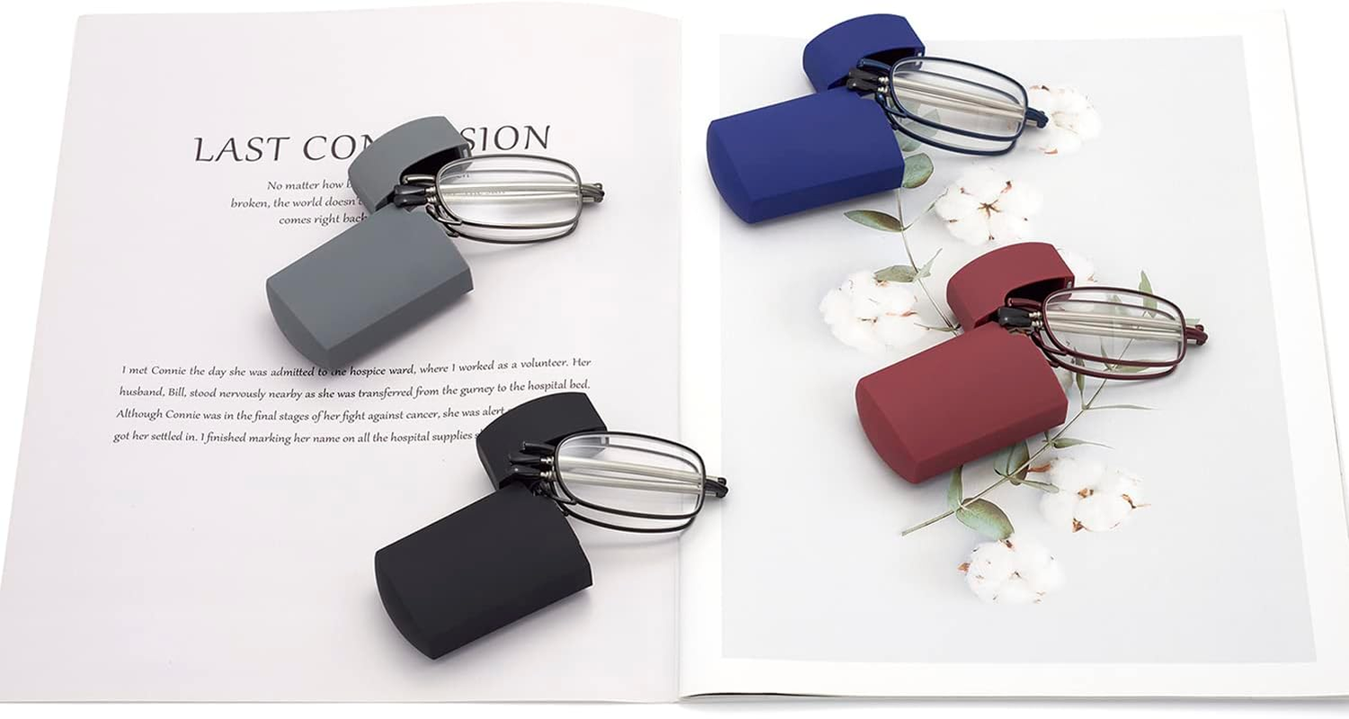 HIGHLIKE Hard Cases Folding Reading Glasses, Pocket Wallet Purse Compact Spring Hinge Readers, Transparent Clear Lens image number 5