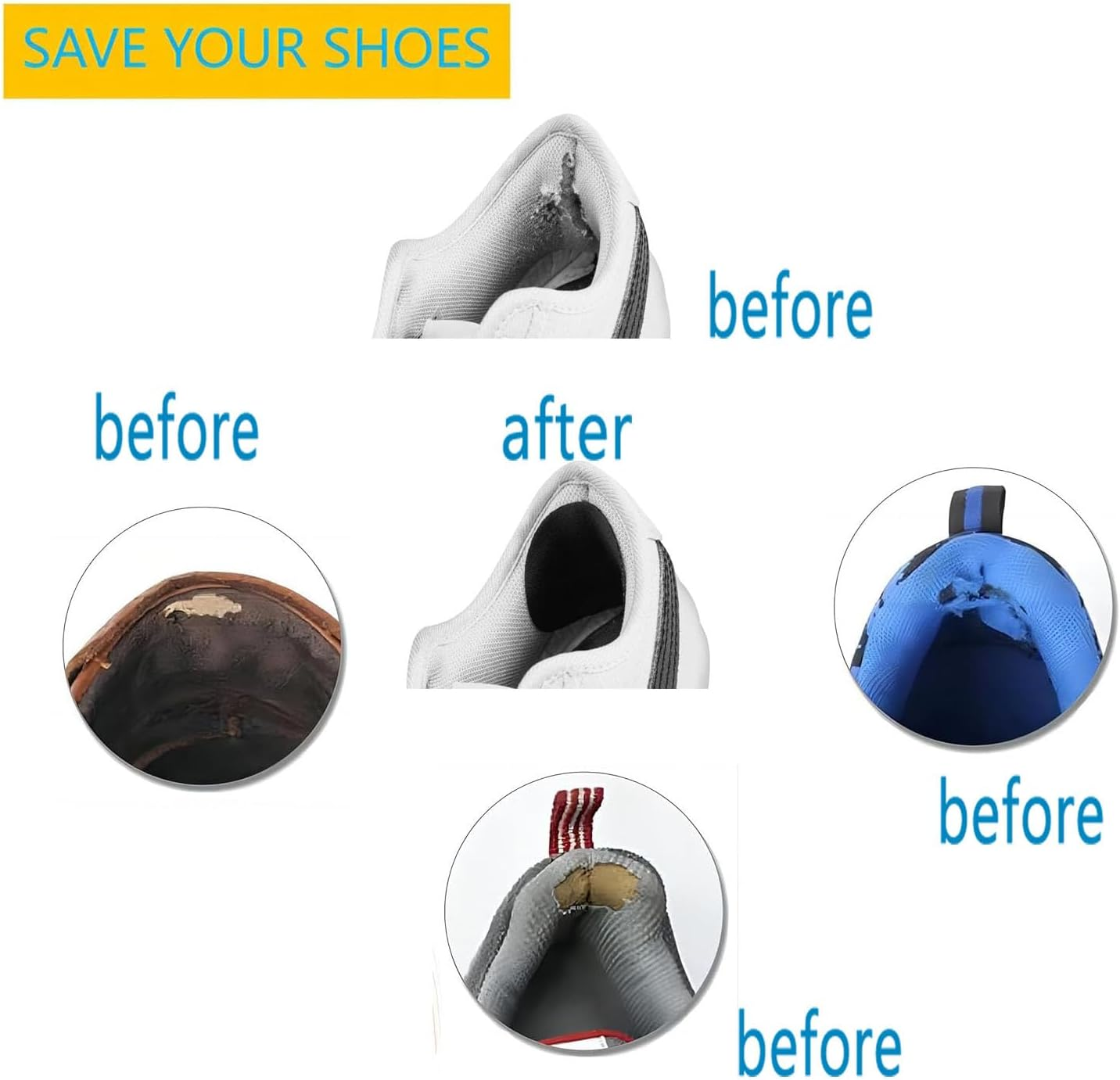 16 Pairs Shoe Heel Repair Patches,2 Different Sizes Self-Adhesive Patch for Hole of Shoes,Comfortable Fiber Leather Shoe Heel Repair, Adhesive Shoe Inserts for High Heels,Sneaker,Leather Shoes