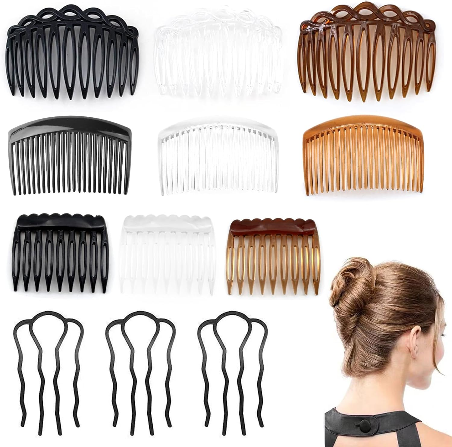 Pack of 12 Hair Combs for Clip-In French Resin Insertion Combs Multiple Teeth Comb for French Twist Bun and Everyday Styling Anti-Static Hair Comb for Women Girls image number 2