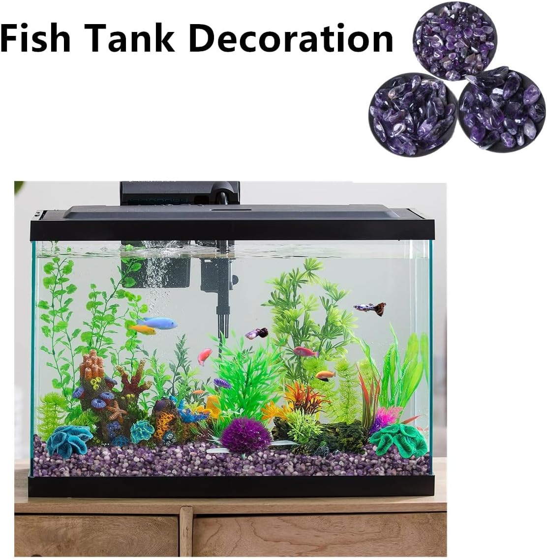 Aquarium Gravel Fish Tank Rocks Pebbles Small,Fish Gravel, 100G Tumbled Chips Crushed Natural Crystal Quartz Pieces for Turtle Tank/Air Plants Decoration(Purple) image number 3