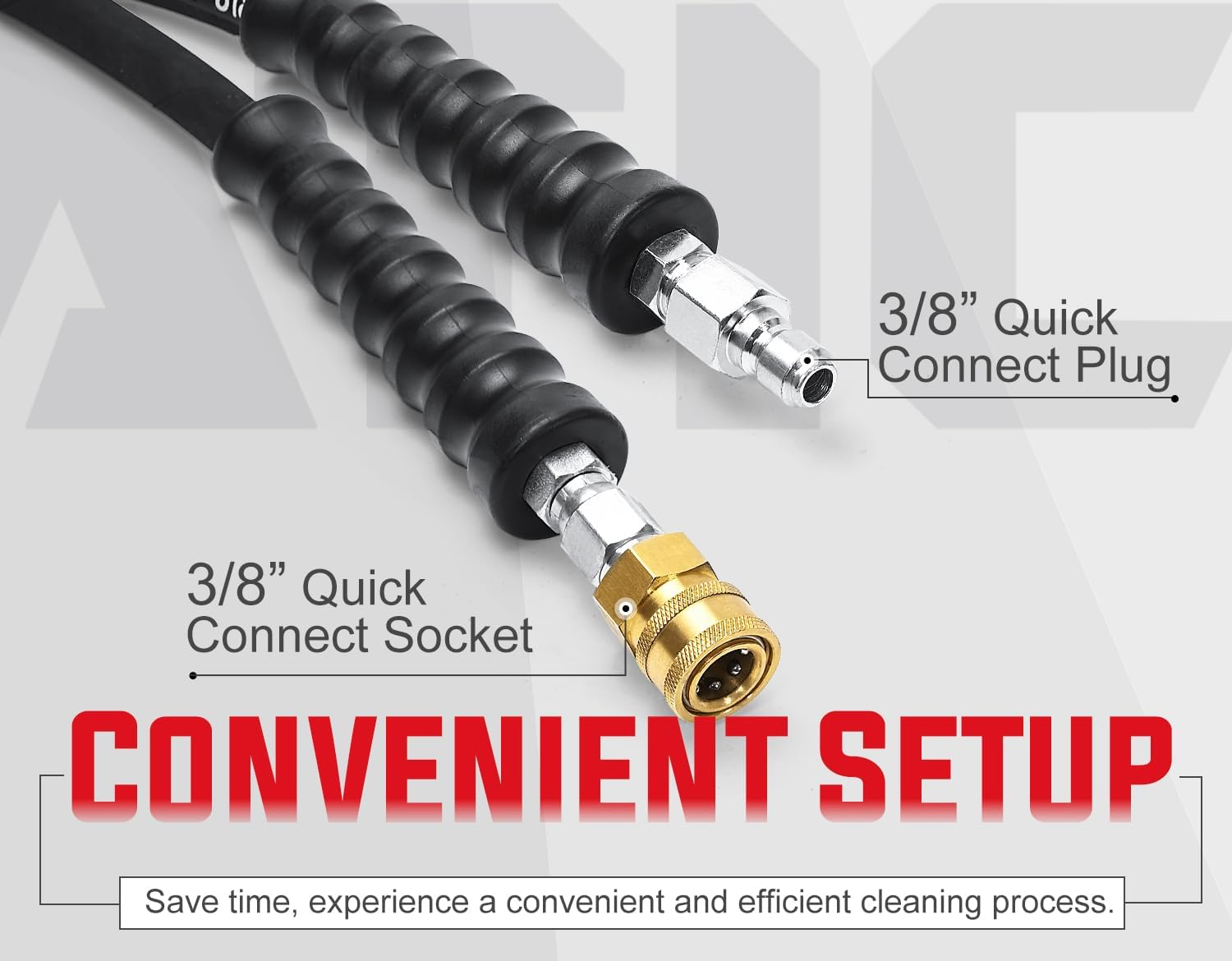 YAMATIC 3/8" Pressure Washer Hose 50FT Hot Water Power Washer Hose Max 212&deg;F with Swivel Quick Connect, 4000 PSI Commercial Grade Steel Wire Braided & Synthetic Rubber Jacket, Kink Resistant image number 1