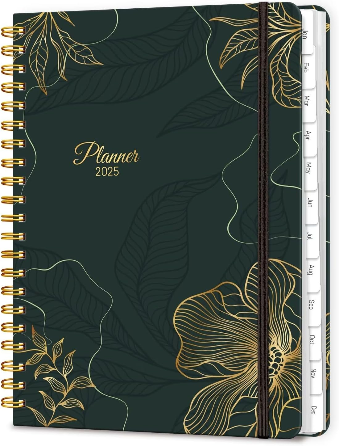 2025 Planner, A5 Weekly and Monthly Planners with Tabs, Spiral Bound Daily Calendar 2025, Agenda Organizers from Jan. to Dec., Hardcover Habit Tracker Journal 6.1" X 8.5" (Black Gold) image number 1