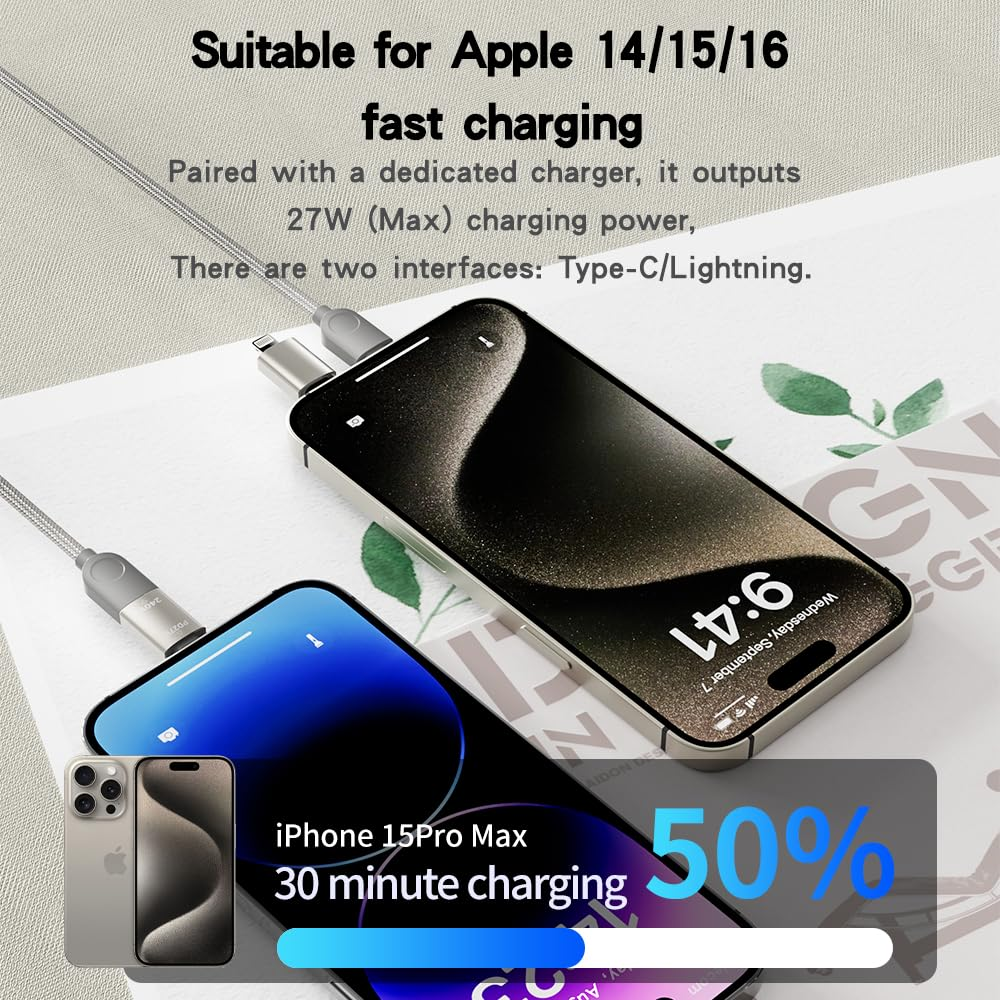 240W Magnetic USB C Cable [Automatic Coiled], 4-In-1 Multi Charging Cable (1.2M), USB A/C to C/L, Fast Charger for Iphone 16/15/14 Pro Max, Macbook, Ipad, Samsung S24 & More image number 5