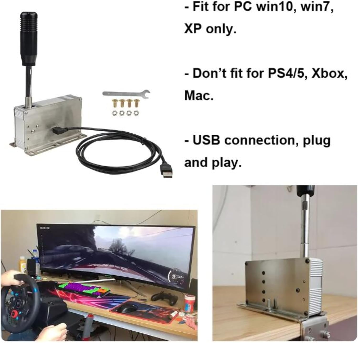 USB Sequential Shifter for Logitech G25 G27 G29 G920 G923, Thrustmaster T300 T500, PXN, TMX. Compatible with ETS2, Forza Horizon 4, Assetto Corsa, Project CARS, WRC, LFS, Shenli - Blue image number 2