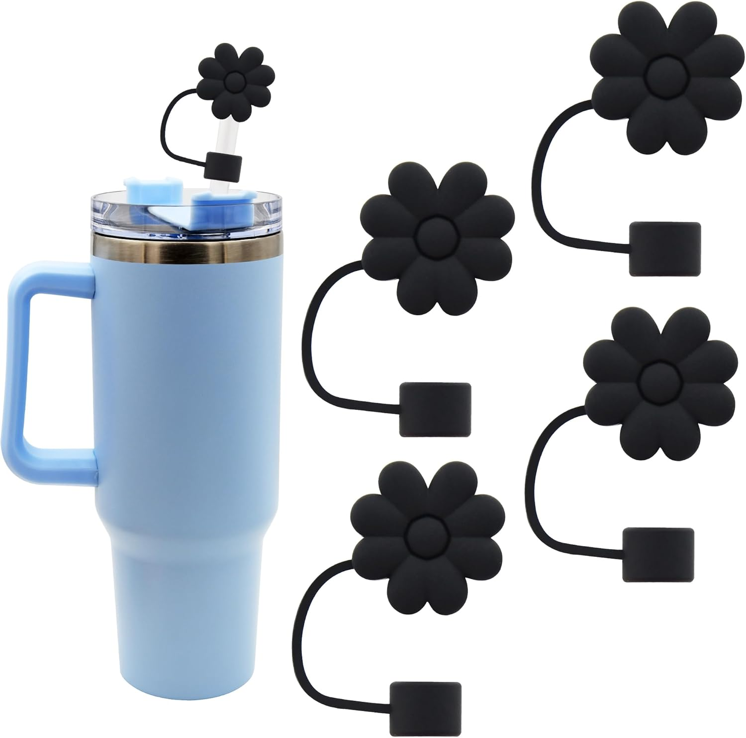 Straw Cover Cap for Stanley Cup,Silicone Straw Topper 10 Mm 0.4 in Reusable Straw Tips Lids,Straw Tip Covers for Stanley Cups Accessories - 10Pcs Straw Cover image number 4