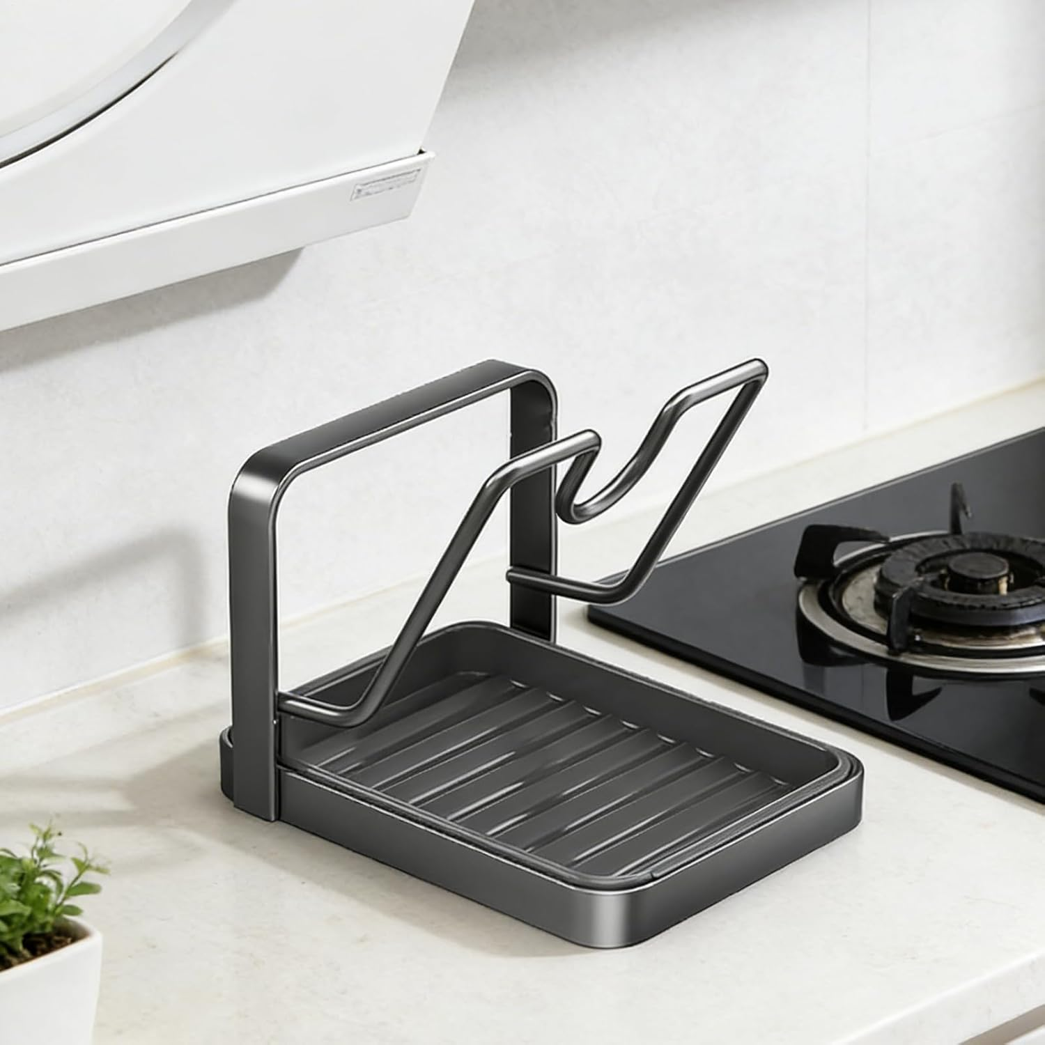 Pot Lid for Indoor Storage in the Cupboard, Cooking Utensils Storage Holder, Pot Lid Holder with Spoon Rest, for Cupboard, Kitchen Cabinet, Counter, Apartment, Student Dorm and Restoration - Single Layer image number 3