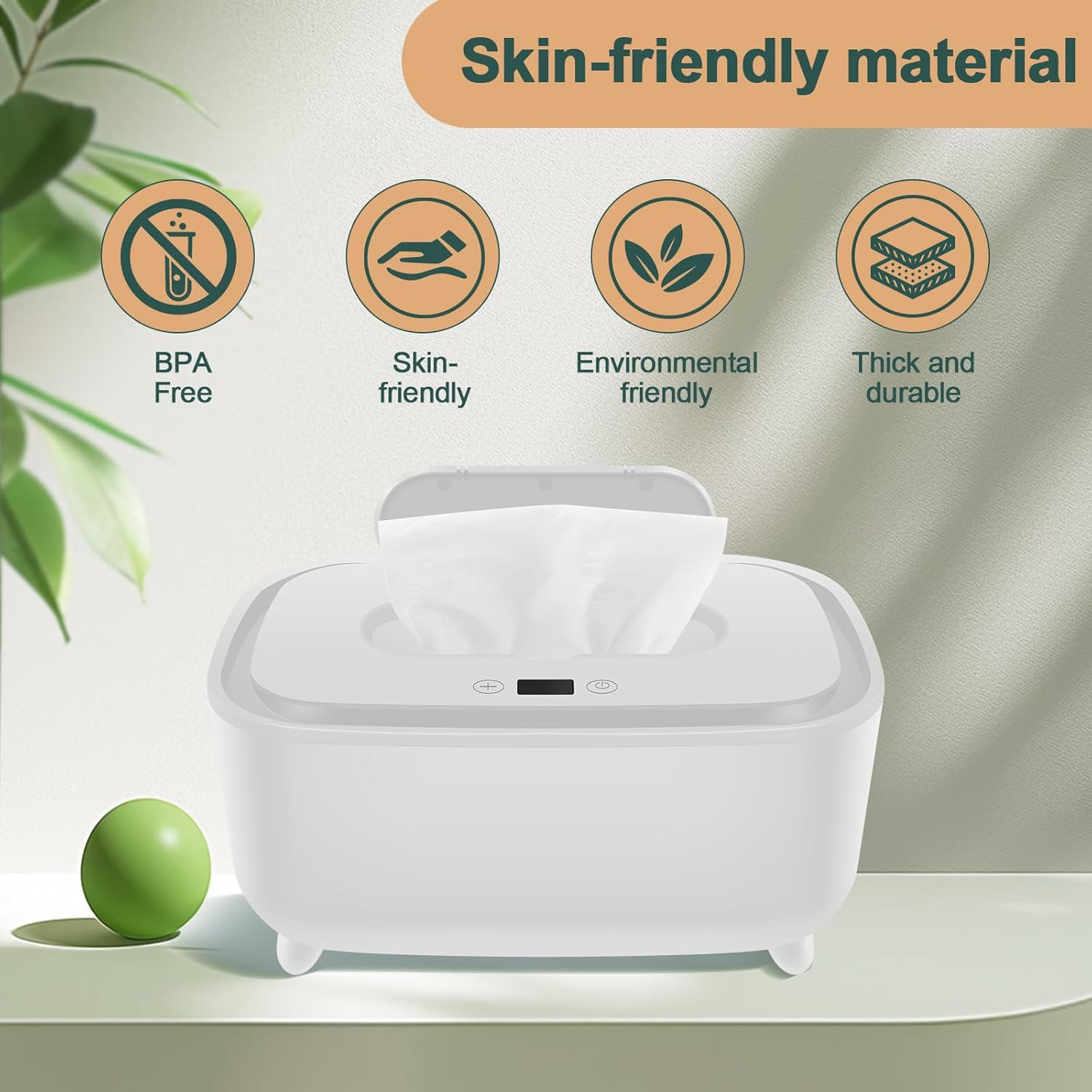 Baby Wipe Warmer, Large Capacity Wipe Dispenser Warmer Intelligent Adjustable Temperature Infant Wipes Heater Top Heating Bottom Moisturizing Wipe Warmer for Babies Infants (White)