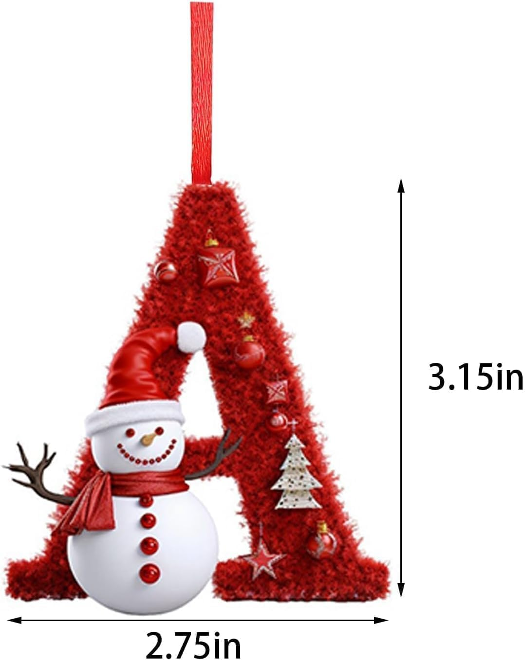 Snurbi 26 2D Letter Christmas Ornaments - Personalised Christmas Tree Decorations for DIY Hanging Letter Christmas Tree Decor (D) - C image number 7