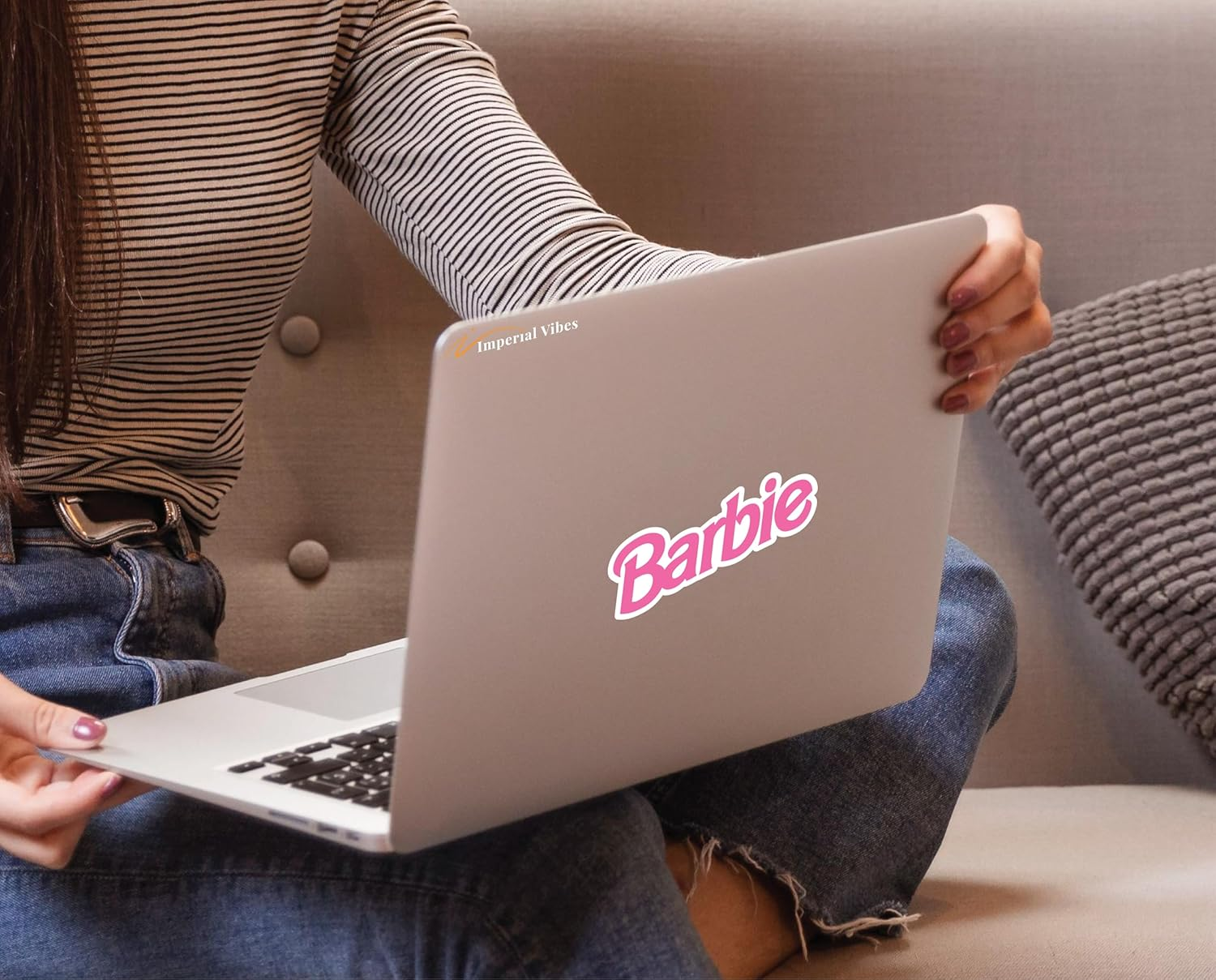 Imperial Vibes &ndash; Doll Sticker &ndash; Vinyl Pink Doll Sticker for Car, Truck, & Van &ndash; Indoor and Outdoor Use for Laptop &ndash; Waterproof Decal for Kids Bed and Water Bottle &ndash; Removable Notebook Decal - Imp 97 image number 4