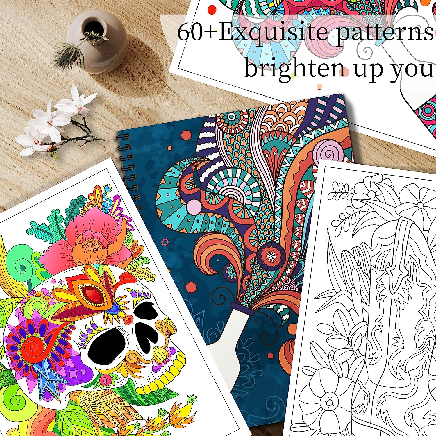 Elfew 3 Pack Adult Colouring Book for Adults Relaxation, A4 Colouring Books 60 Pages, Stress Relief Adult Coloring Book Include Mandalas Animal and Other Designs Adult Colouring Books for Women