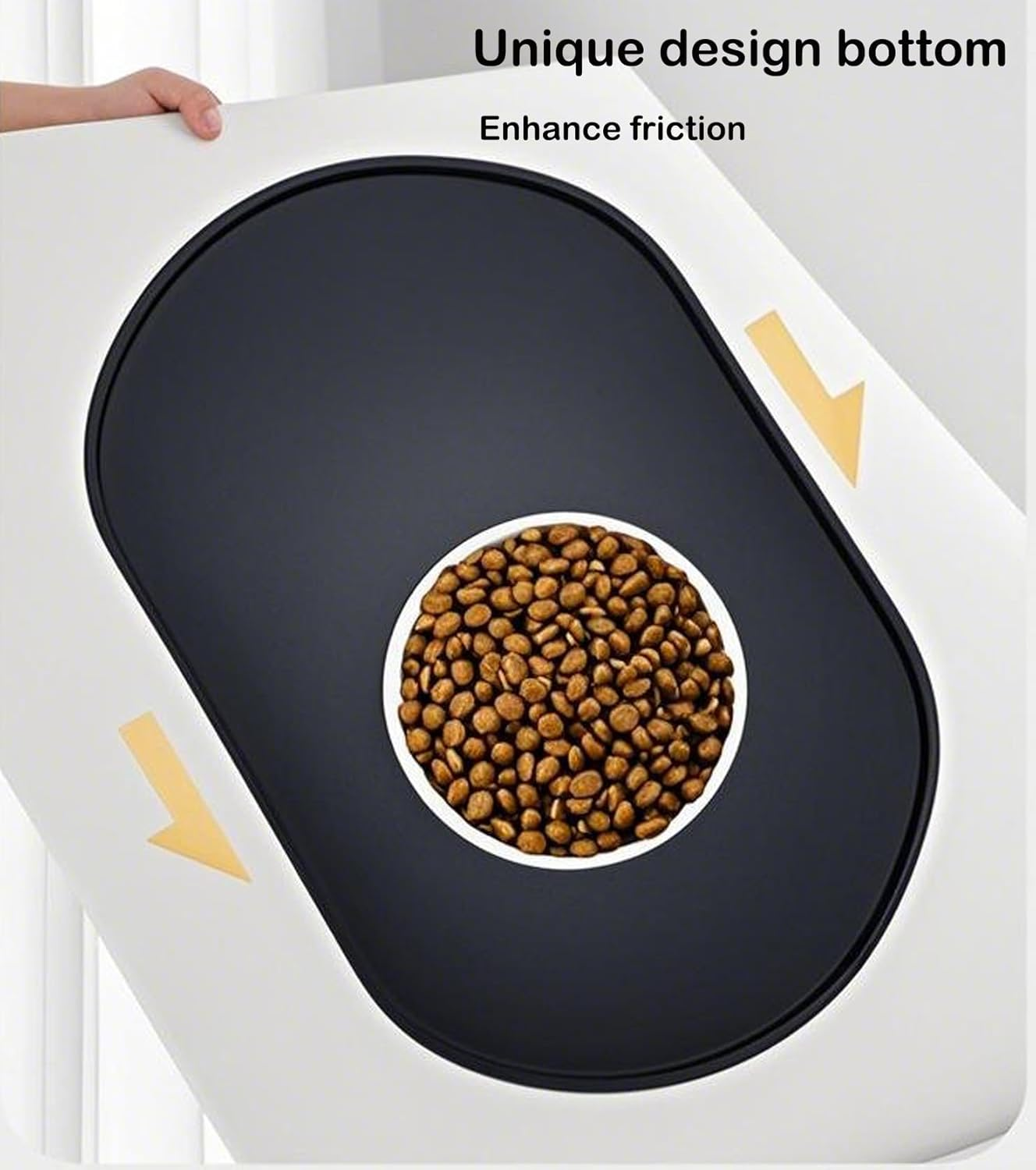 Octonyluck Waterproof Silicone Feeding Mat for Dogs and Cats, Non-Slip, Easy to Clean, Food Safe, Available, 44 X 27 Cm, Black image number 2