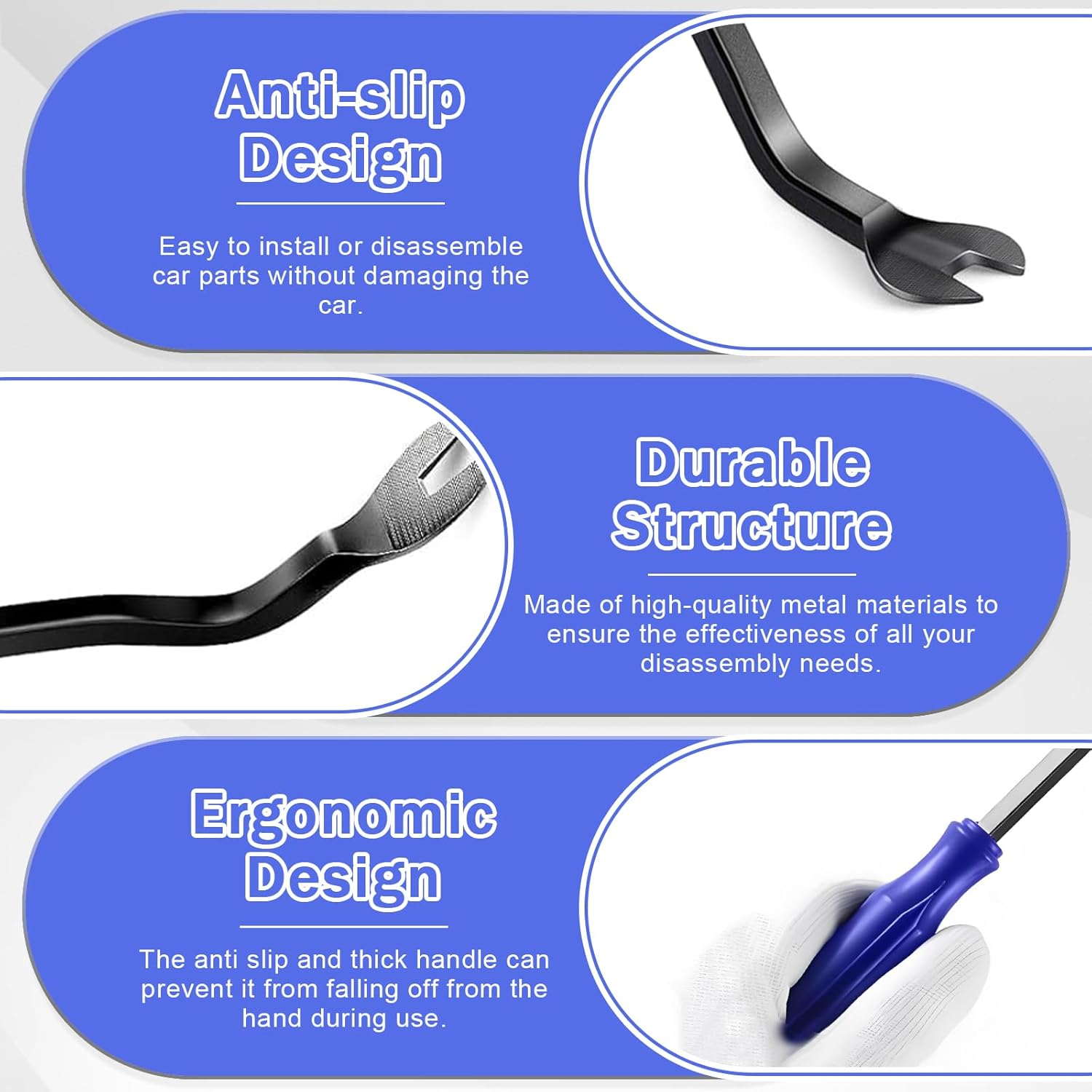 5Pcs Car Trim Removal Tool Kit, Plastic Panel Fastener Removal Tool Auto Clip Pliers Push Pin Puller Pry Tool Kit Fastener Remover for Car Panel/Dash/Door (Blue) image number 1