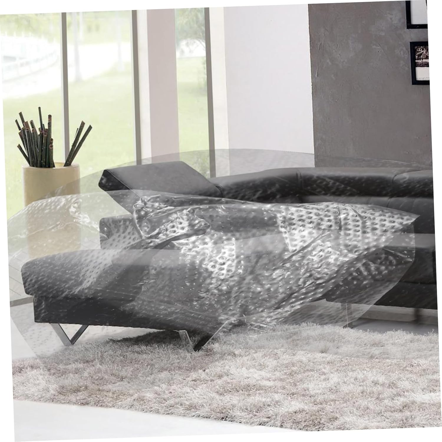 Pre-Taped Weak Adhesive Masking Film 55Cm X 20M Plastic Protective Cover for Automotive Painting, Furniture and Wall Surface Dust Protection, Low Residue Paint Masking Sheeting