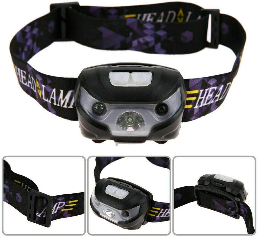LED Headlamp USB Rechargeable Head Torch 5 Modes Headlight Waterproof Flashlight for Camping Hunting Hiking Running Walking Cycling Outdoors Light