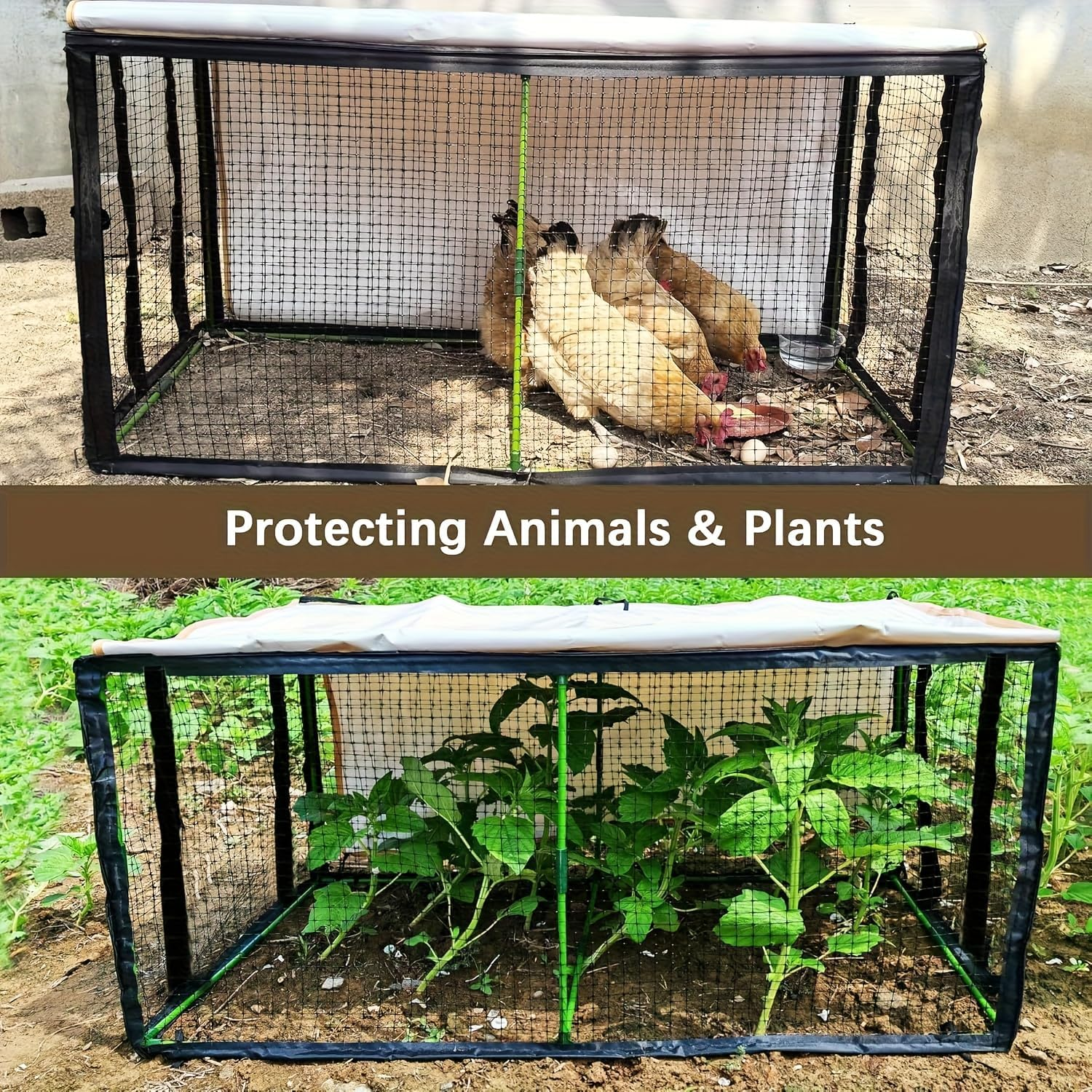 Movable Chicken Fence with Waterproof Cover, 4.13 X 2.17 X 2.17 Ft Pe Small Animal Enclosure for Chickens, Ducks, Rabbits and Small Animals, Indoor and Outdoor Use image number 4