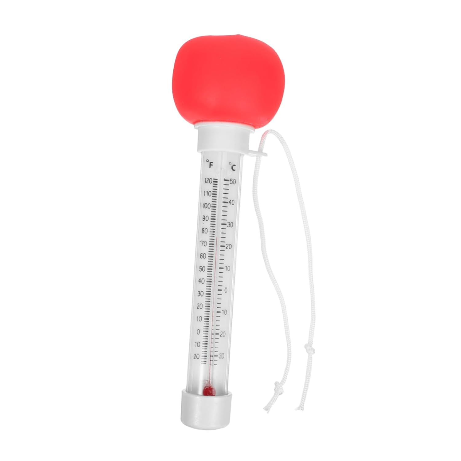 Easy Read Floating Tomato Thermometer for Swimming Pools and Hot Tubs Large Display Water Temperature Gauge with String for Baths Indoor Outdoor Spas Monitor