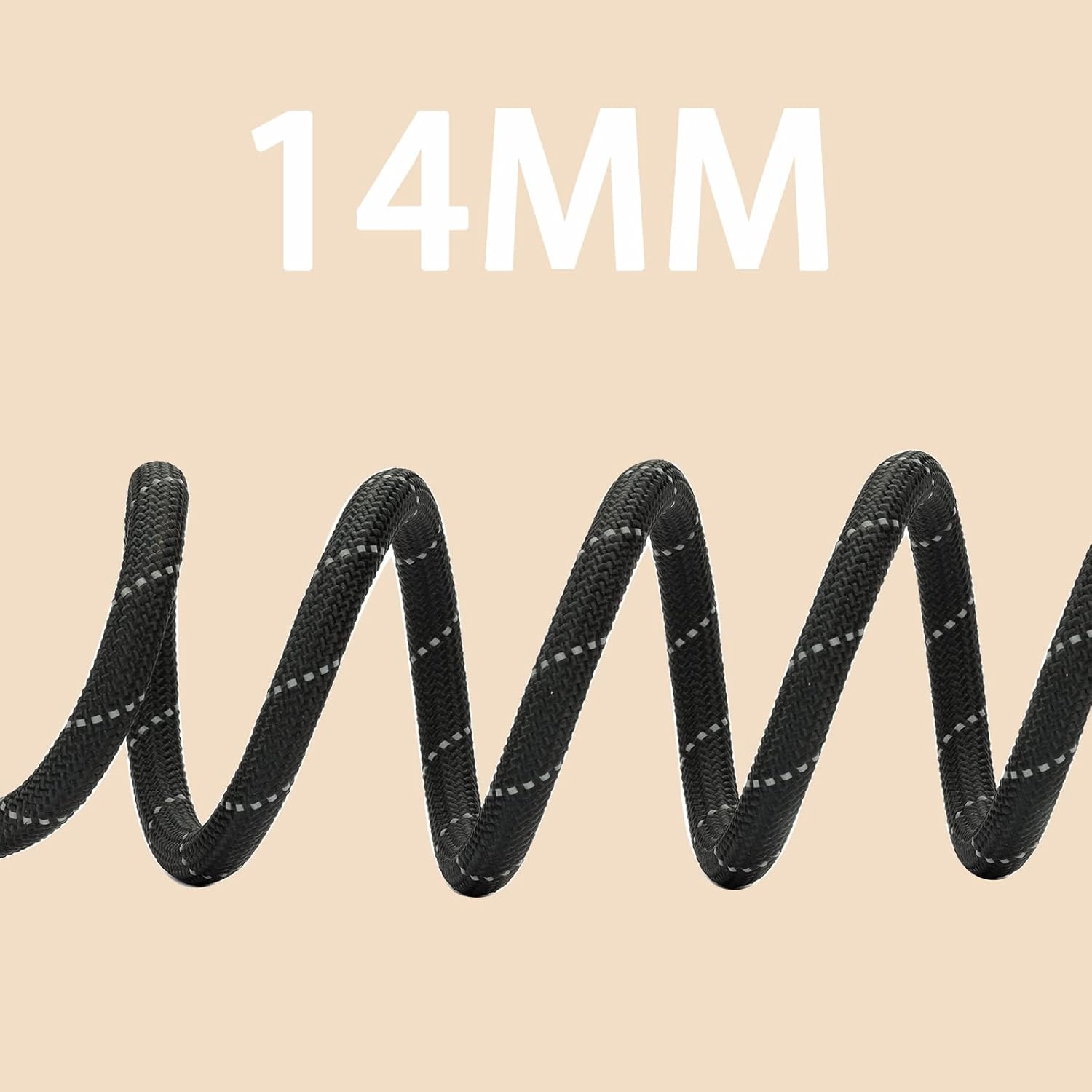 Dog Lead 3 M Double Lead Reflective Premium Dog Lead 3-Way Adjustable Nylon Lead round and Bite Proof with 2 Carabiners, Dog Leash Black 14 Mm