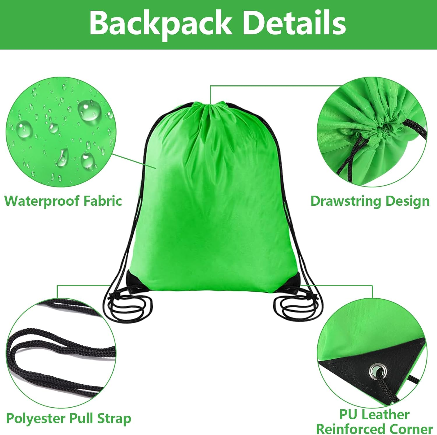 5Pcs Drawstring Backpack Bags Bulk,Cinch Sack Pack Drawstring Backpacks Bulk String Bag,Draw String Back Bag,Suitable for Travelling,Beach and Yoga,Gym Sports Swimming(Multicolor) image number 2