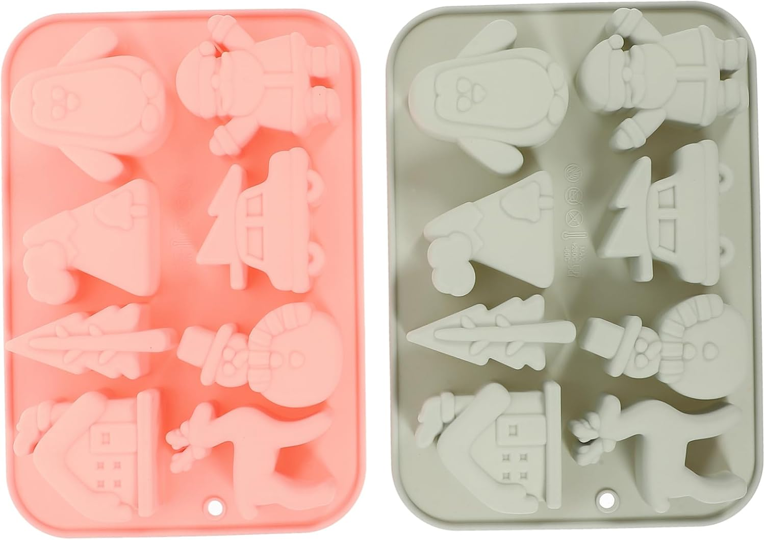 Amosfun 2Pcs Christmas Silicone Mold Xmas Candy Mold Baking Tool Non-Stick Silicone for Cookie Making Cute Baking for Christmas Craft image number 3