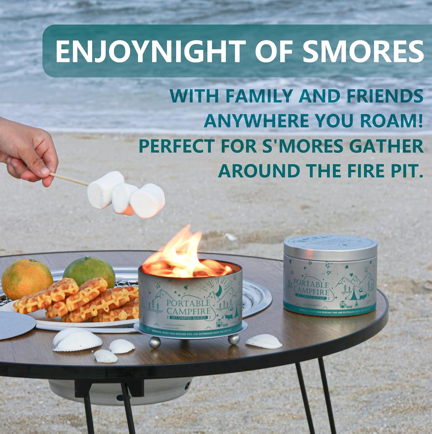 Portable Campfire for Camping Backyard Gathering Date Night, Smores Fire Pit Picnics, Reusable Fire Pit 3-5 Hours Burn Time, Emergency Heat image number 4