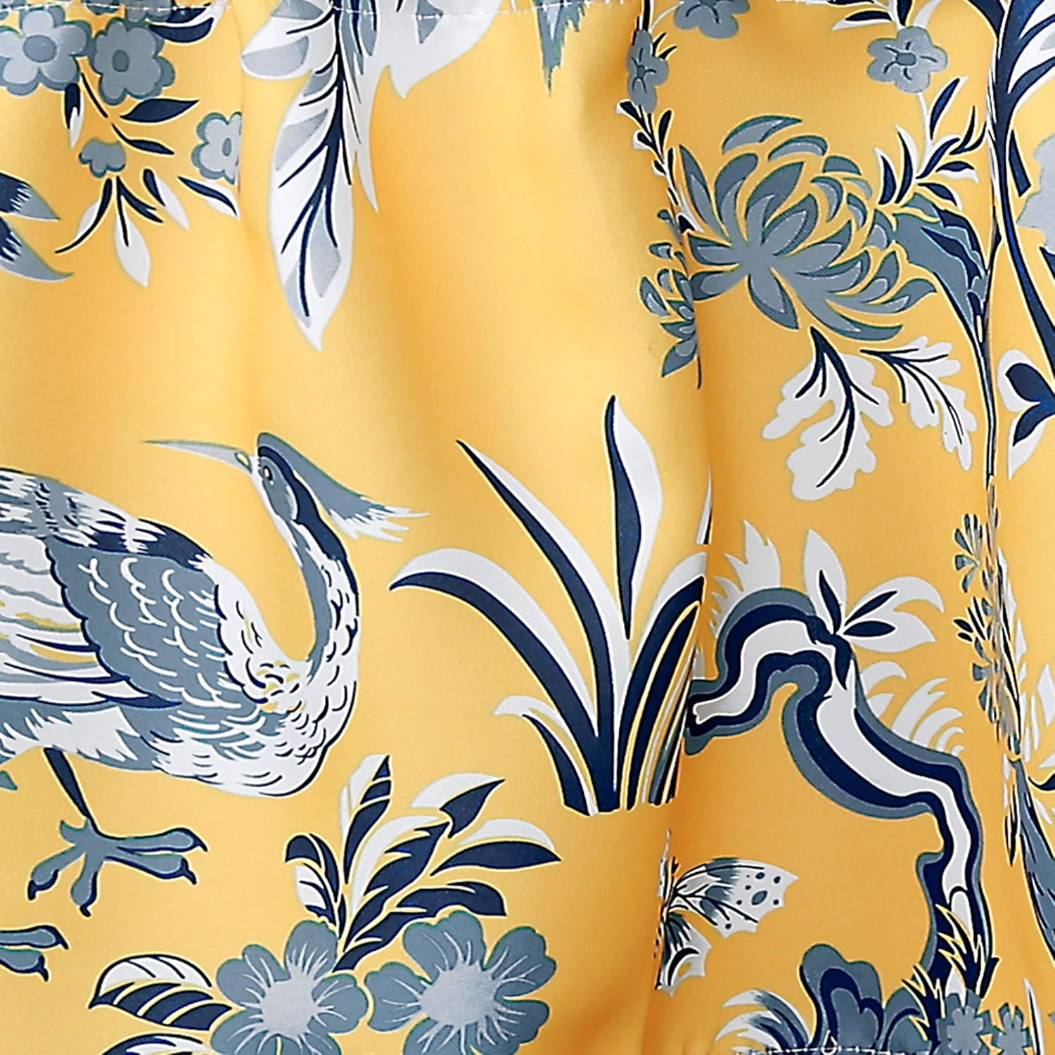 Lush Decor Dolores Valance Bird Floral Print Single Curtain, 18" X 52", Yellow image number 2
