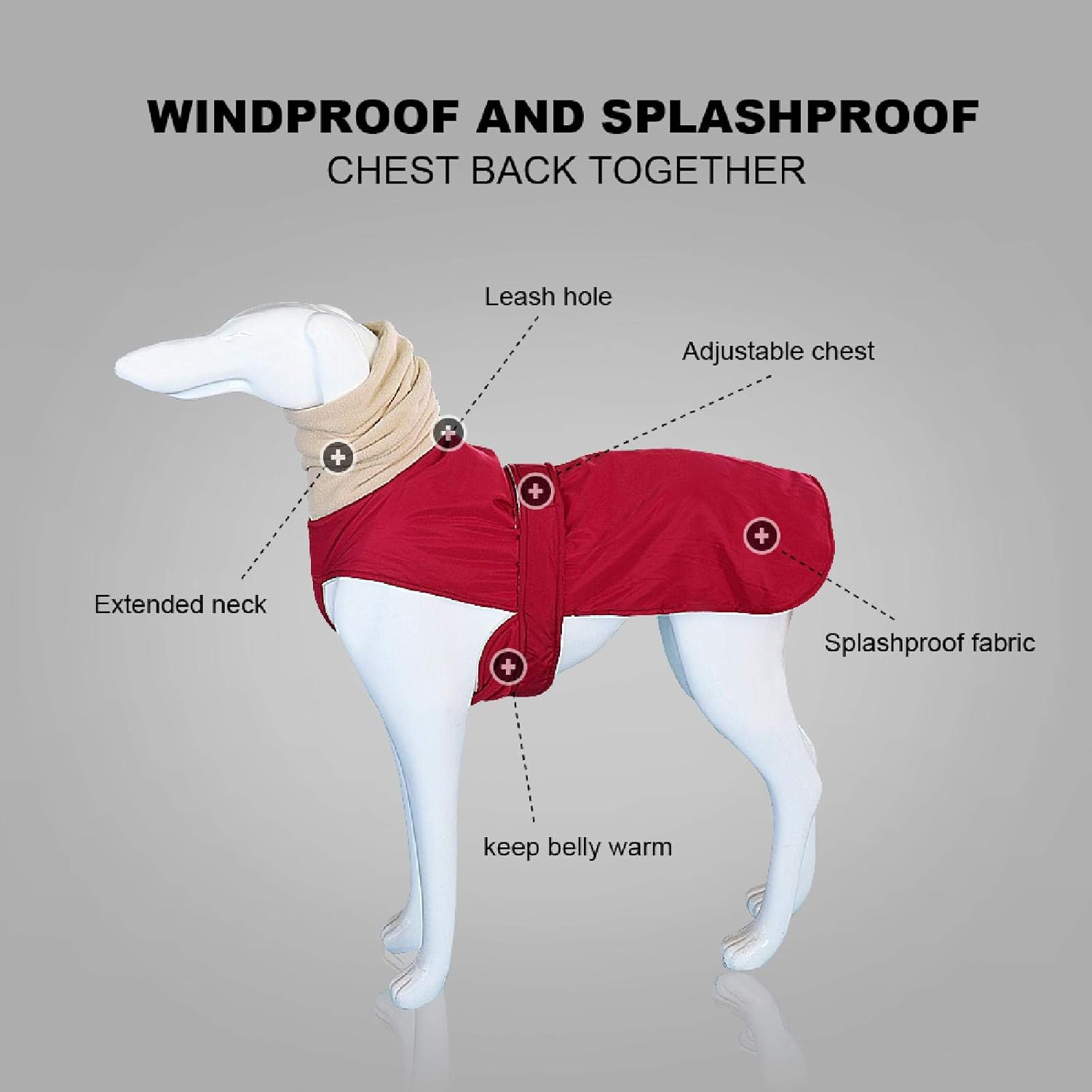 Super Warm Thick Dog Clothes Waterproof Dog Coat Jacket for Medium Large Dogs Greyhound Wolfhound Shepherd Clothing image number 3