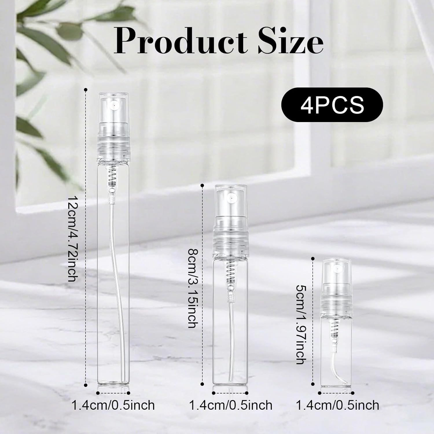 Debbery 12Pcs Mini Spray Atomizer Empty Bottles, Sizes in 2Ml, 5Ml, 10Ml, Portable Mist Plastic Refillable Sample Bottle, for Travel, Perfume Sampling and Carrying Liquid Cosmetics image number 1
