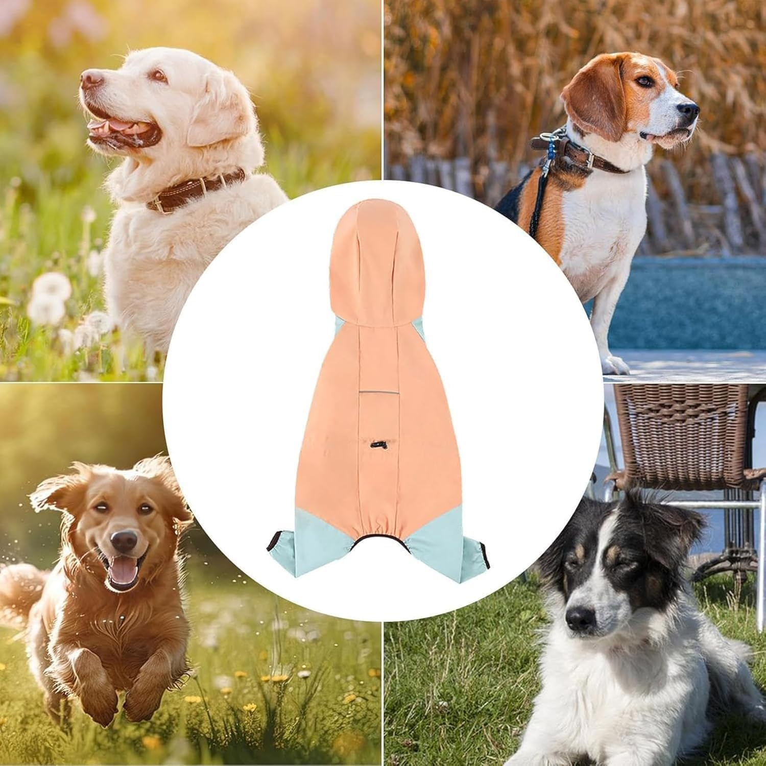 Dog Raincoat with Hood | Waterproof Reflective Pet Raincoat - Portable Dog Clothes for Small Dogs, Fashionable Pet Clothes with Legs for Small Dogs (Orange, XL) image number 6