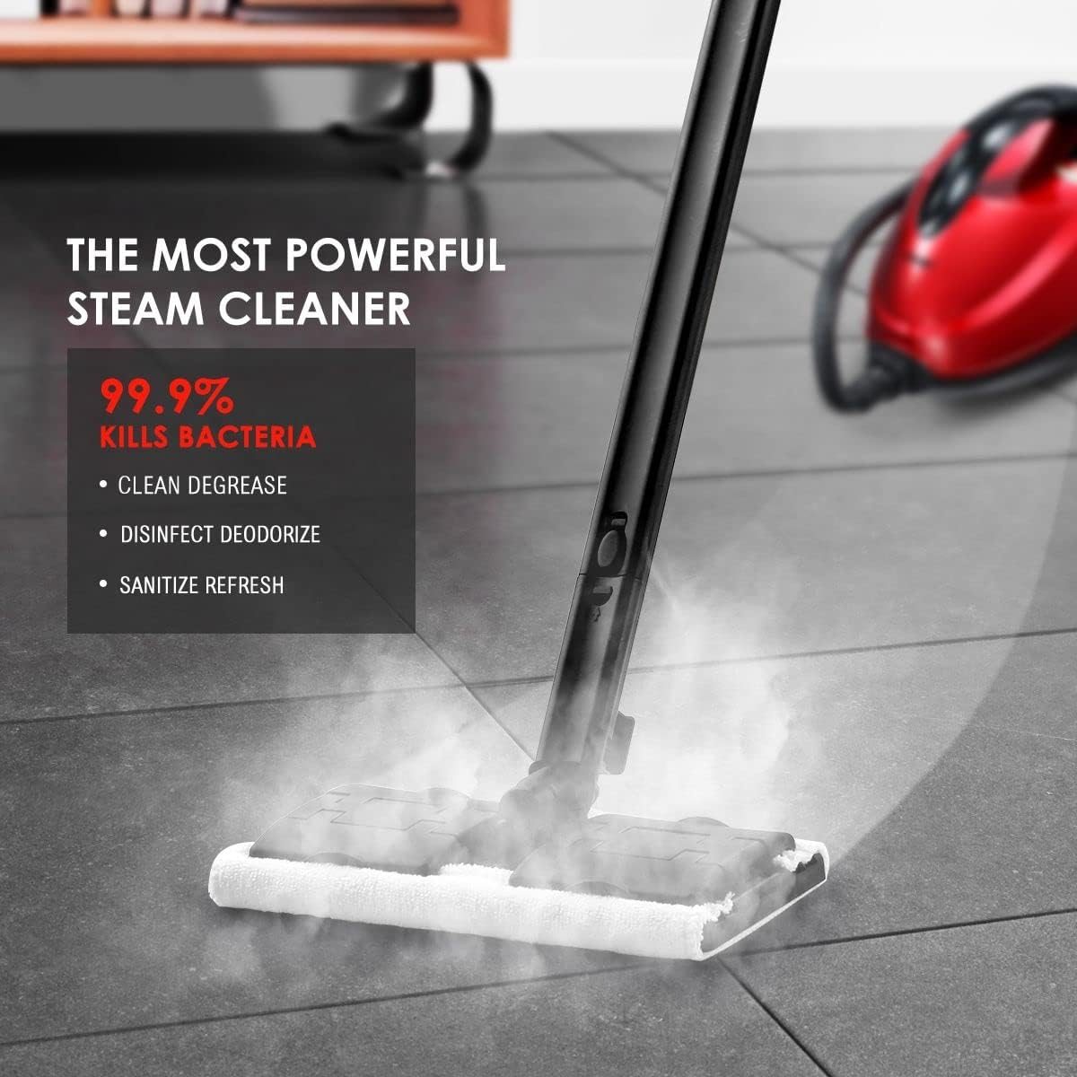 Maxkon 13-In-1 Steam Cleaner Mop High Pressure Floor Window Carpet Steamer Handheld Home Cleaning,Dual Tank, 2.1L image number 3