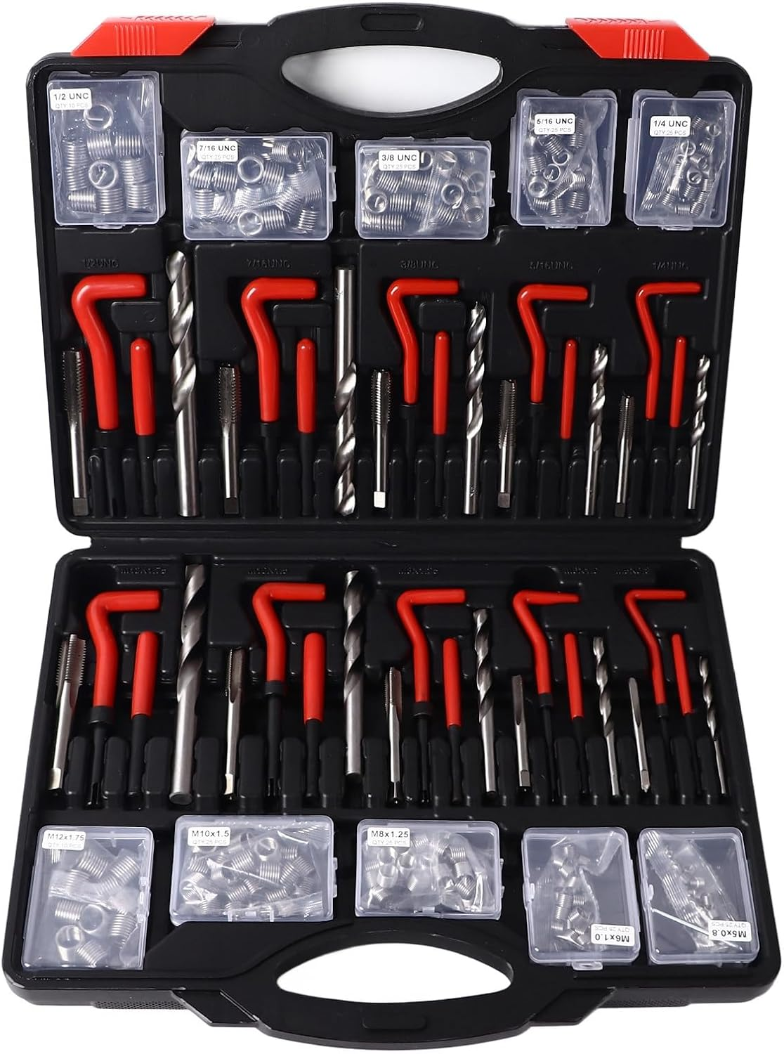 Gearwell Thread Repair Kit, Metric Imperial Thread Insert and Rethreading Set 261 Pieces with Drill Bits, Self Tapping Inserts for Automotive Parts, Switch Equipment and Thread Hole Repair image number 5