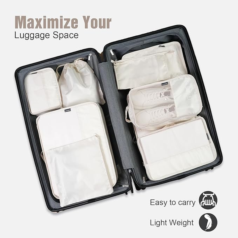 8 Set Packing Cubes for Suitcases, Travel Luggage Packing Organizers with Laundry Bag, Compression Storage Shoe Bag, Clothing Underwear Bag, for Man & Women image number 5