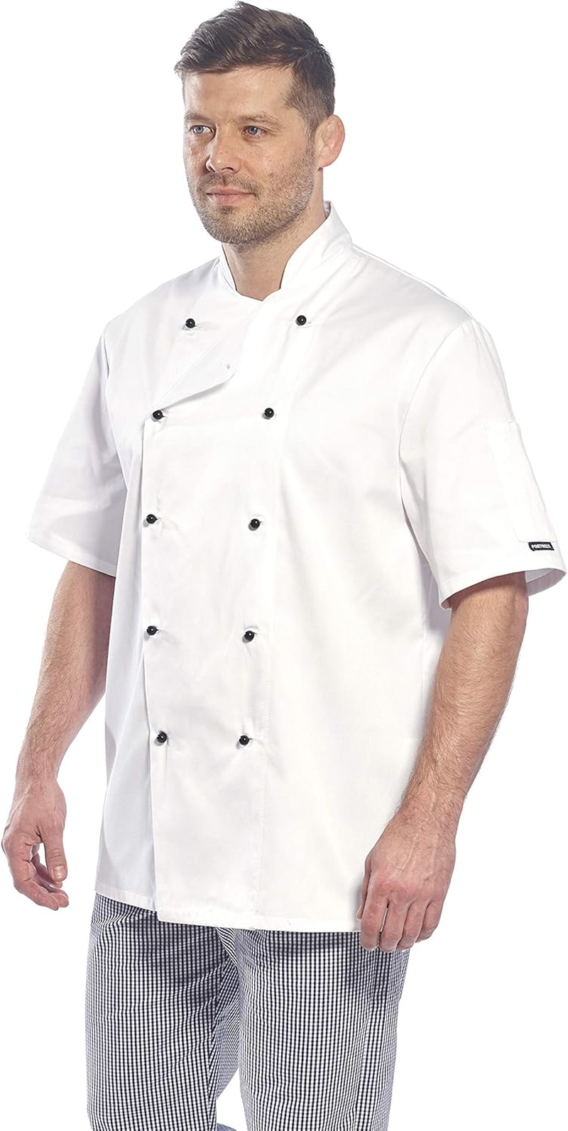 Portwest C734 Unisex Kent Chef Jacket Short Sleeve White, Medium image number 3