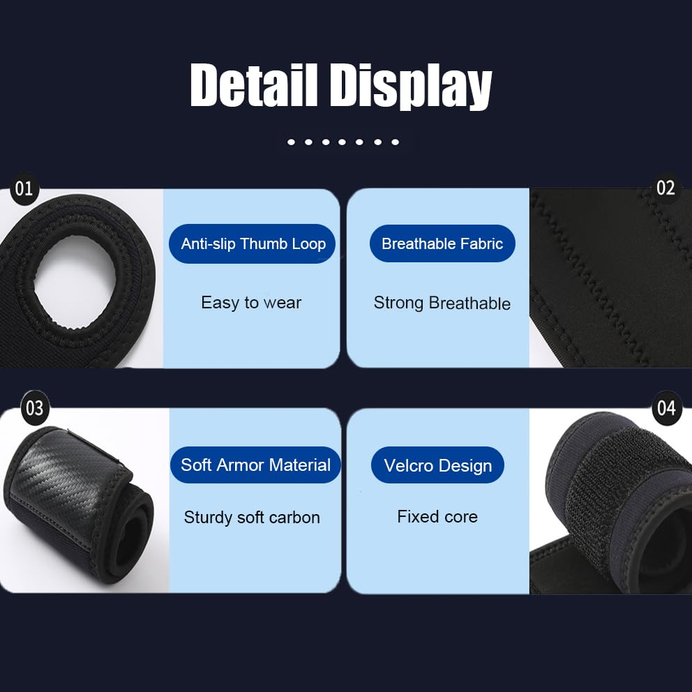 Checkzed Wrist Support Brace,Adjustable Wrist Band with Wrap Straps for Gym,Weightlifting,Tendonitis, Arthritis,Joint Pain Relief,Fits Right or Left Hand（1 Black）,Thumb Support,Carpal Tunnel image number 2