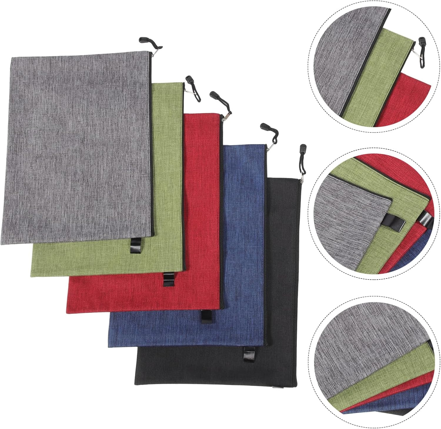 SHOWERORO 8Pcs B4 File Pockets Zipper Stationery Organizer Oxford Cloth Document Bag Portable File Bag for School Office image number 6