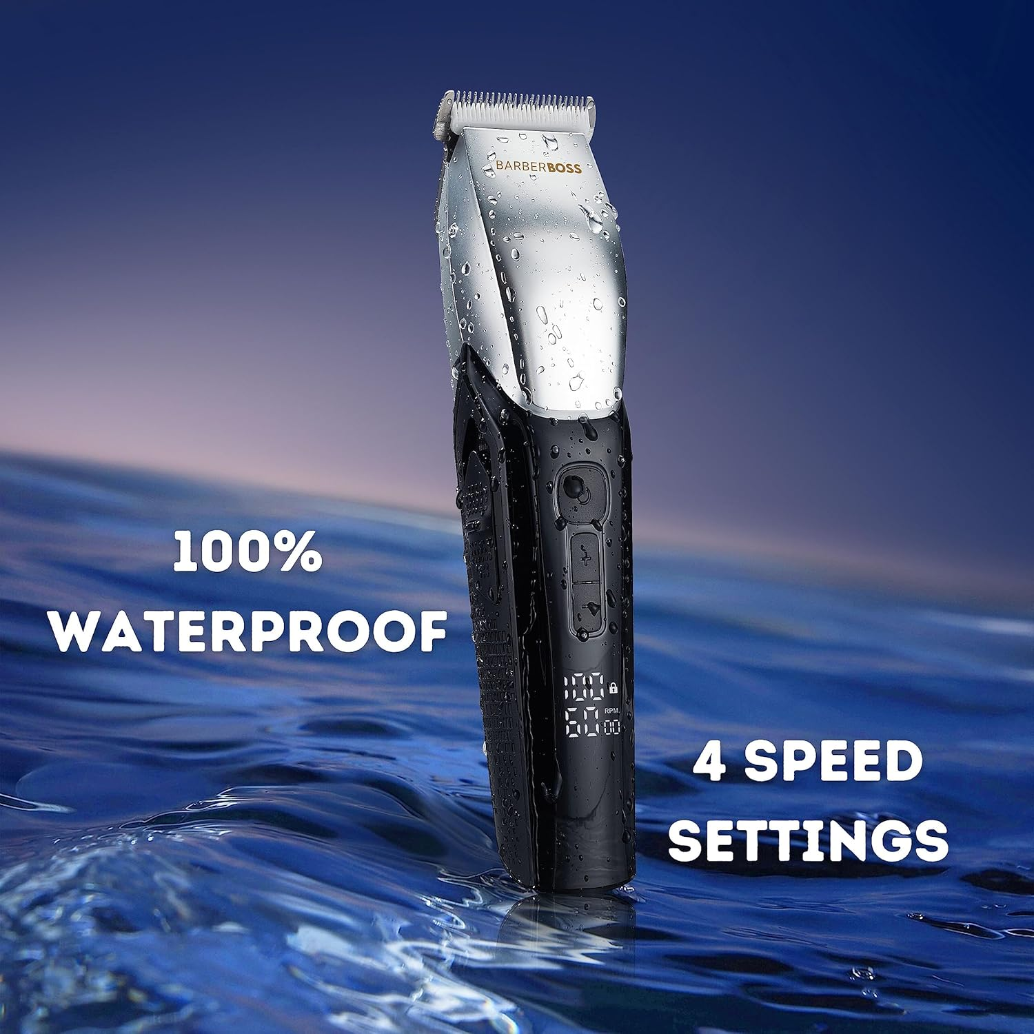 Barberboss Pet Clipper - Slim Design 100% Waterproof Multiple Accessories 8 Combs Ceramic Head LED Indicator Dog Cat Trimmer QR-9083 image number 1