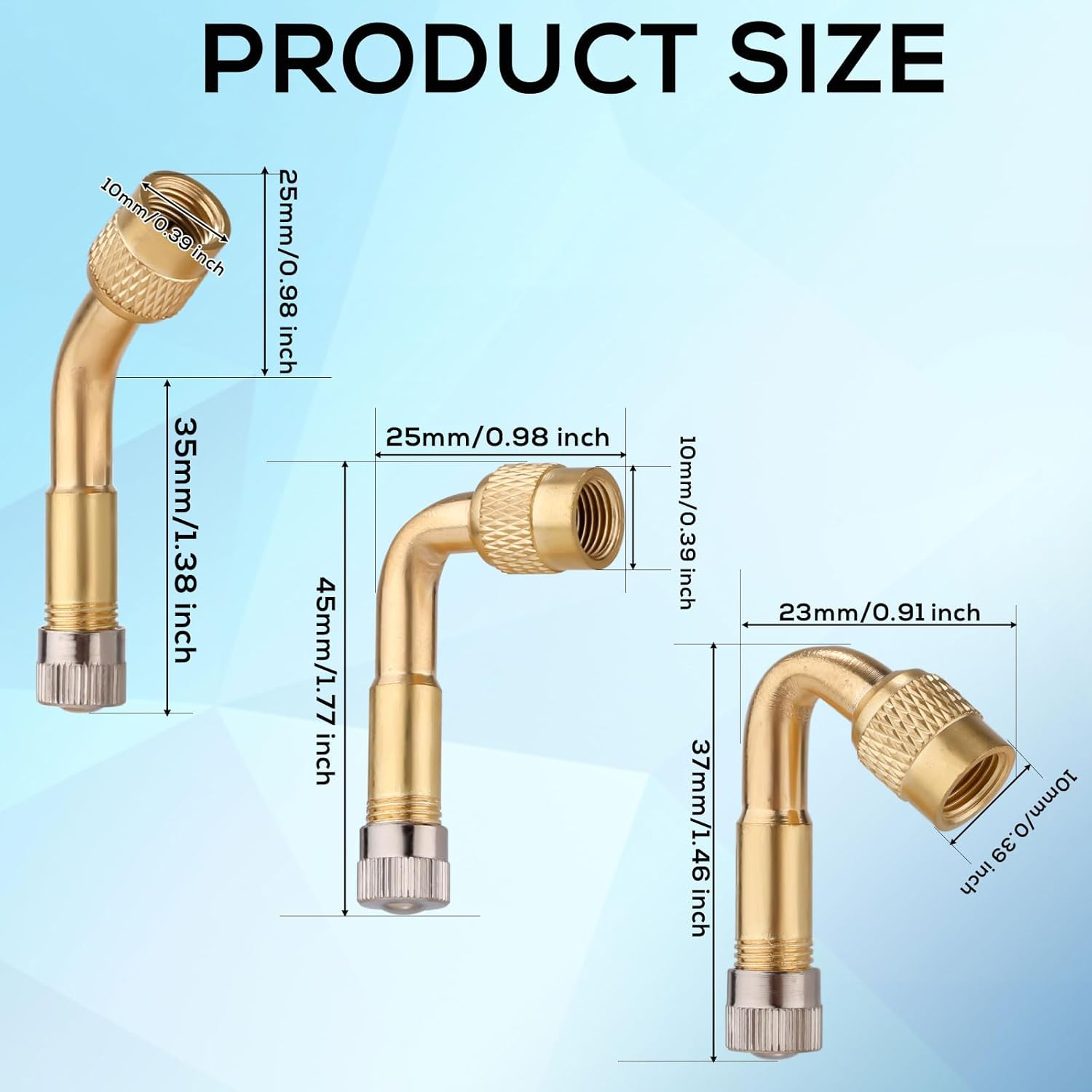 6Pcs Tire Valve Extensions, 45 90 135 Degree Valve Stem Adapter Tire Valve Extender Valve Stem Extenders Tyre Valve Extension Adaptor for Cars Bicycles Motorcycles Rvs image number 4