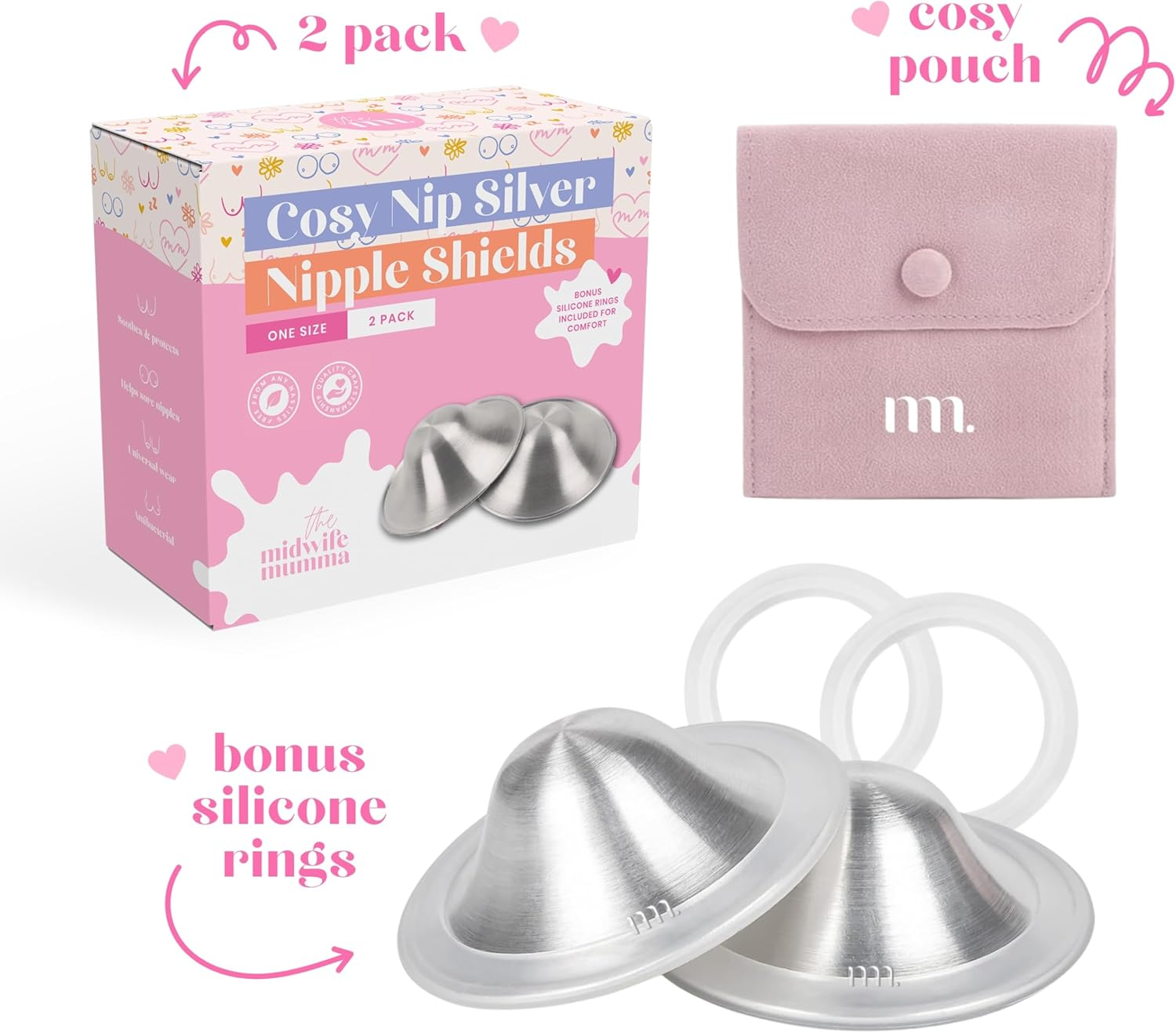 The Midwife Mumma Cosy Nip Nipple Shield, One Size, Silver image number 6