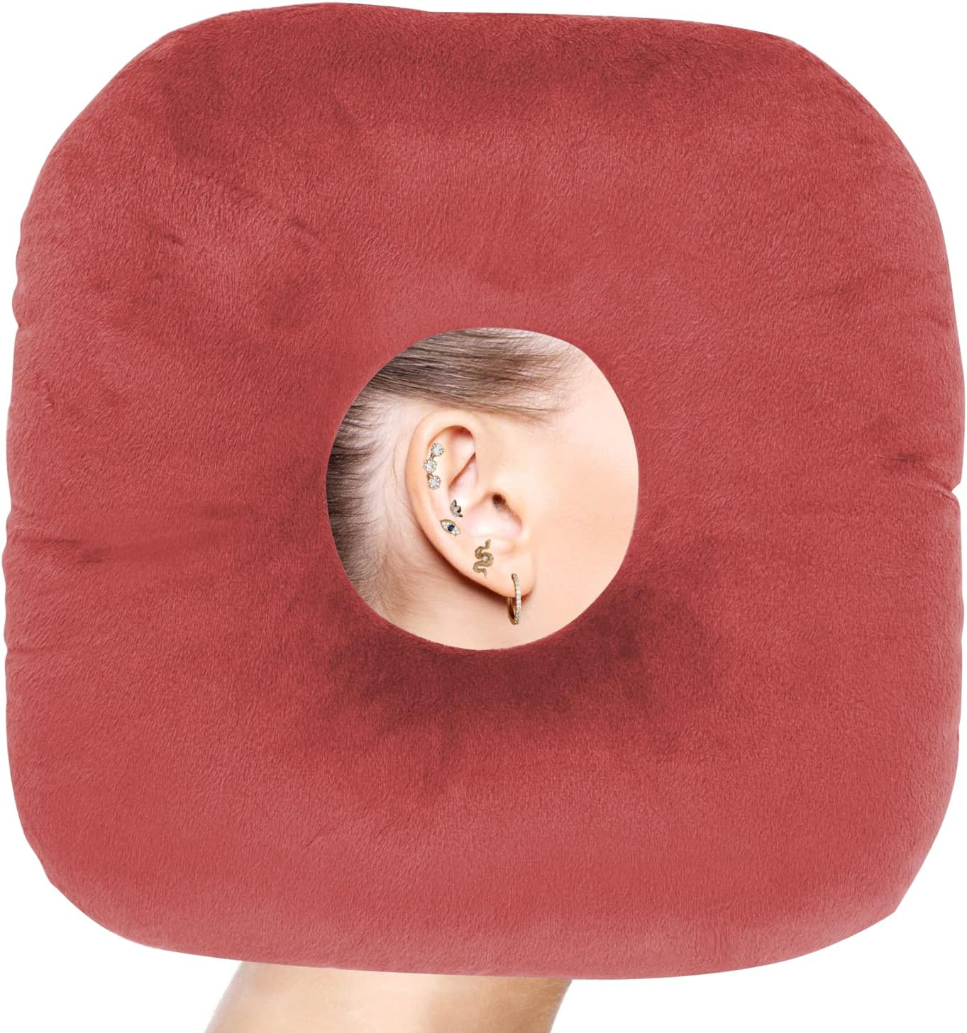 Coceyese Ear Piercing Pillow for Side Sleepers - Donut Pillow for Ear Pain Relief, Guard Pillow (Light Grey)