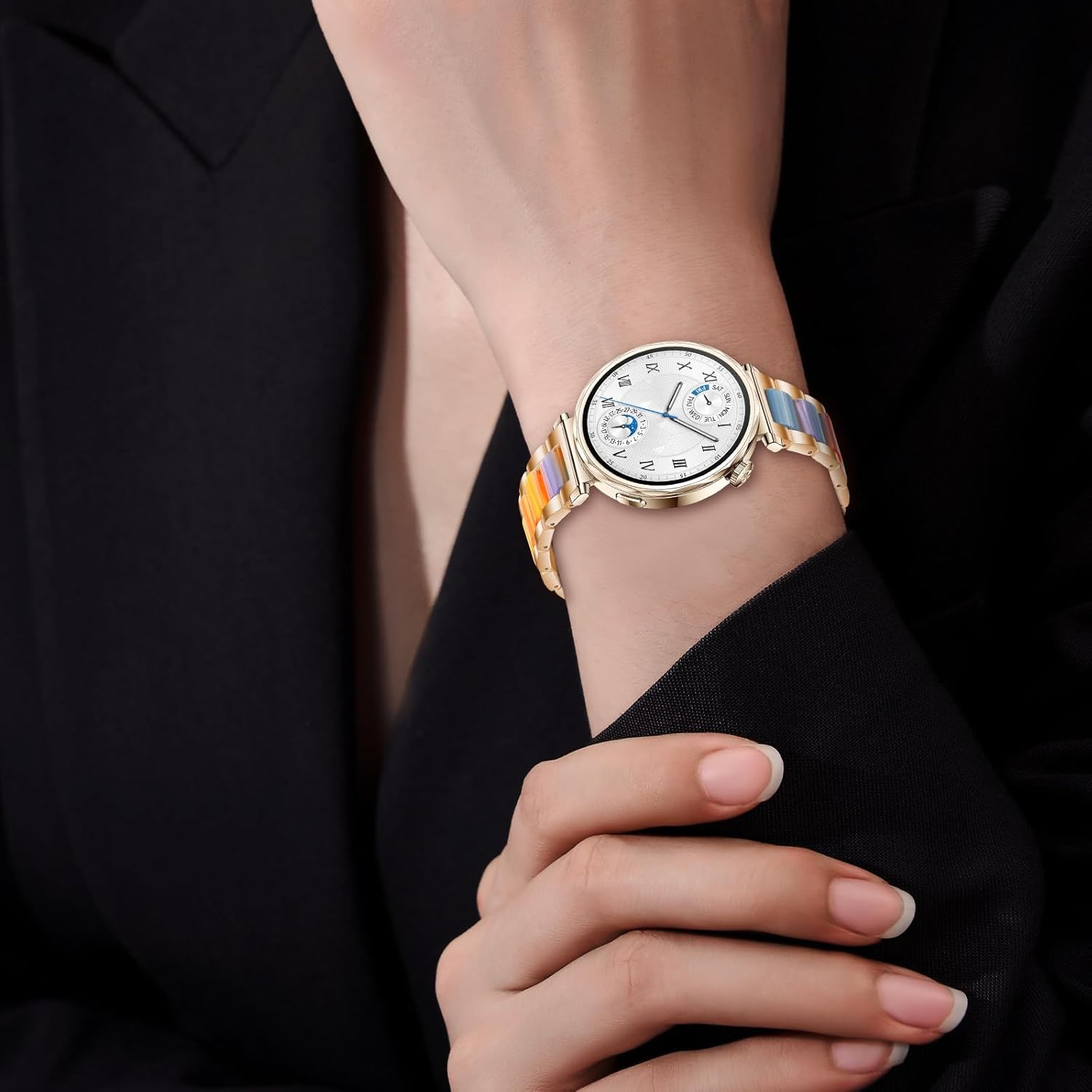 Maeiol 18Mm Armband F&uuml;r Huawei Watch GT 5 41Mm / Huawei Watch GT 4 41Mm, Harz Armband Resin Edelstahl Metall Armb&auml;nder F&uuml;r Garmin Venu 3S / Garmin Forerunner 265S /Forerunner 255S image number 2