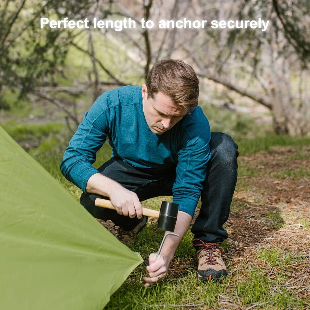 Tent Pegs 10Pcs 18Cm Metal Heavy Duty Tent Hooks Camping Pegs Steel Tent Ground Pegs for Tarpaulin Football Net Marquees Hiking Traveling Beach and Outdoor image number 1